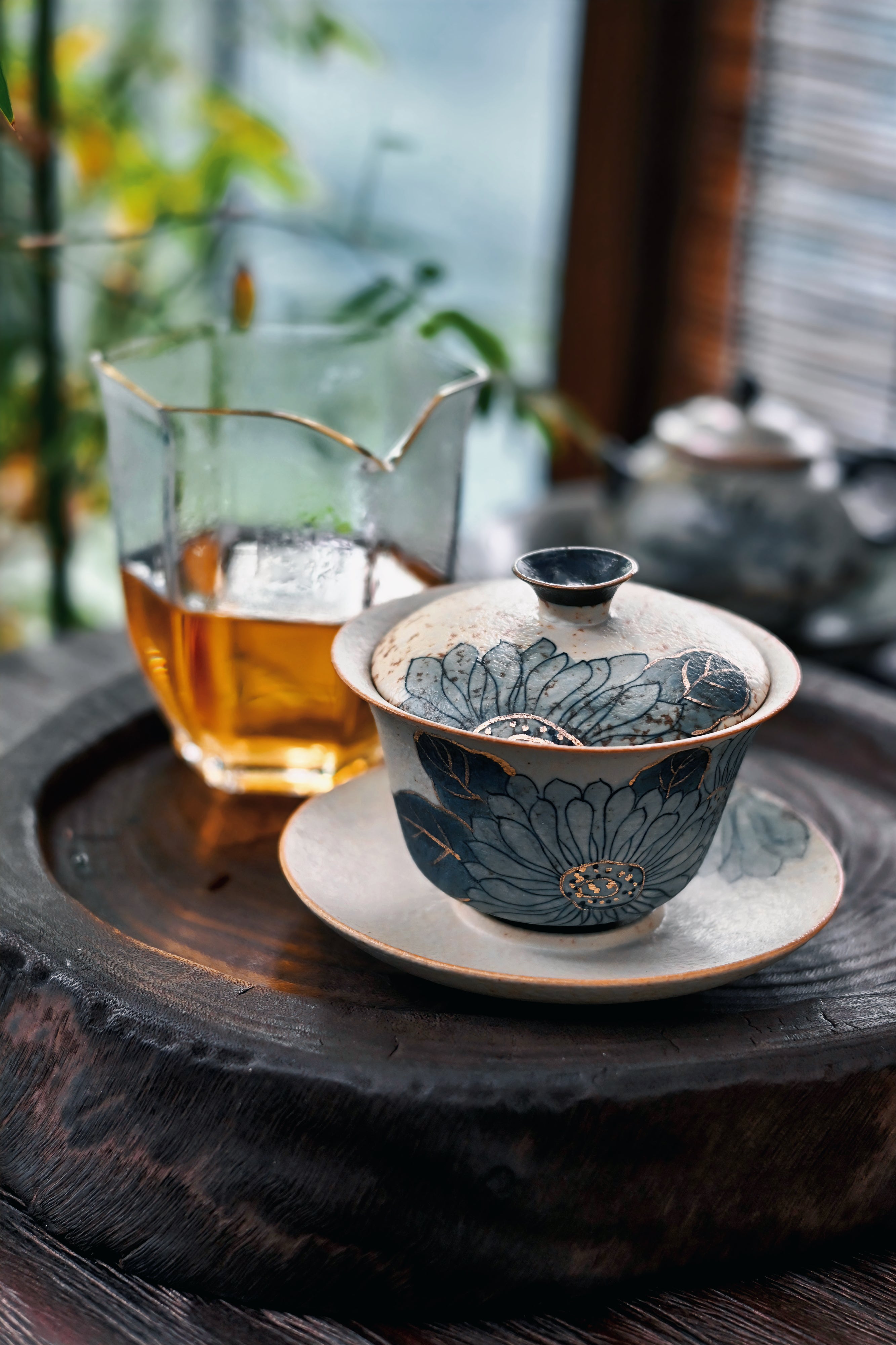 chinese luxury teaware – Retro Hand-Painted Lotus Design Caramel Glaze Vintage Tea Bowl by Kungfuyang