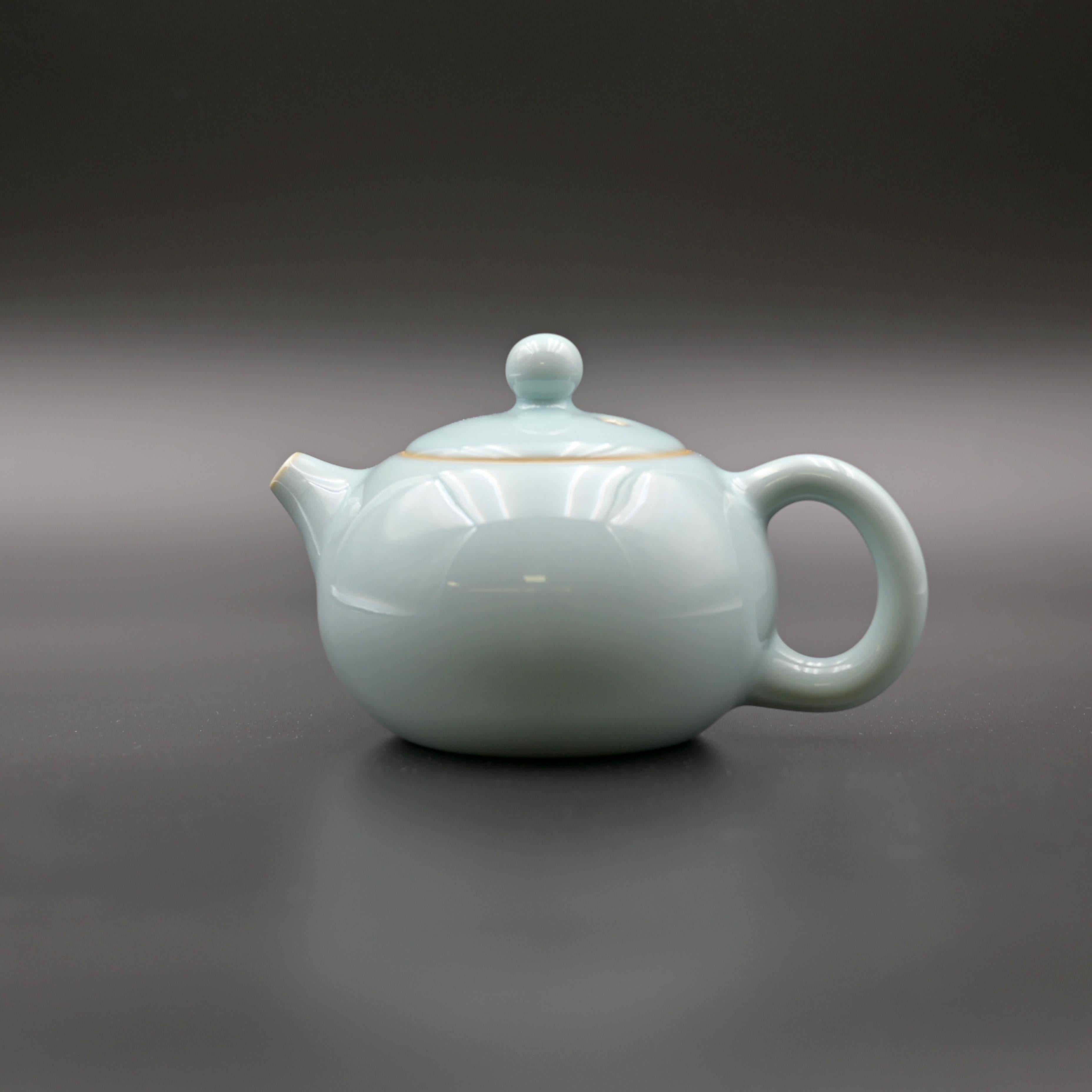 chinese ru porcelain tea set – Ru Ware (Ruyao) Nail-Support Technique Xi Shi Teapot Sky-Blue by Kungfuyang