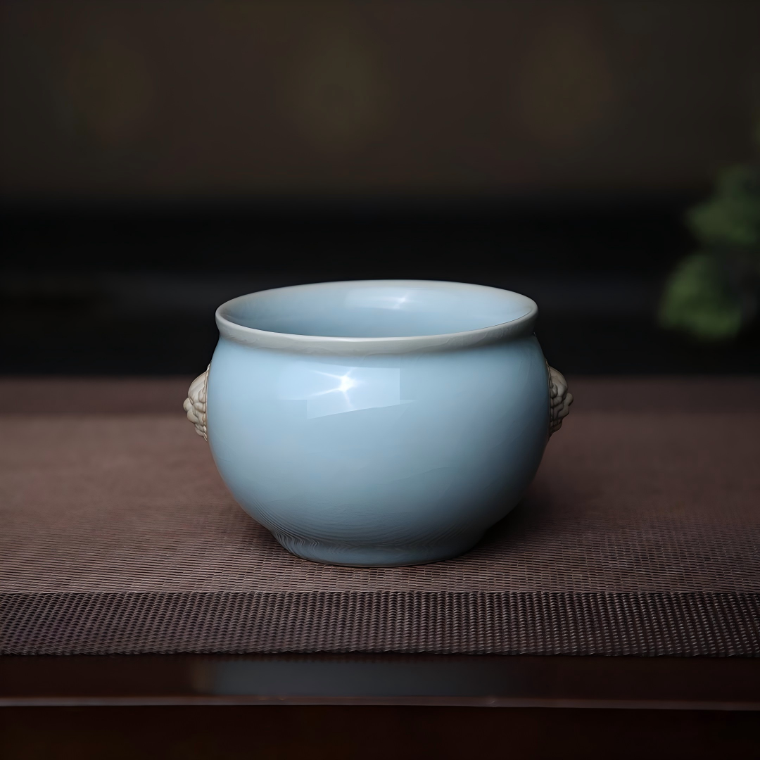 chinese ru ware sky blue cup 180ml – Ru Ware Sky-Blue Tiger-Head Master Cup 180ml by Kungfuyang