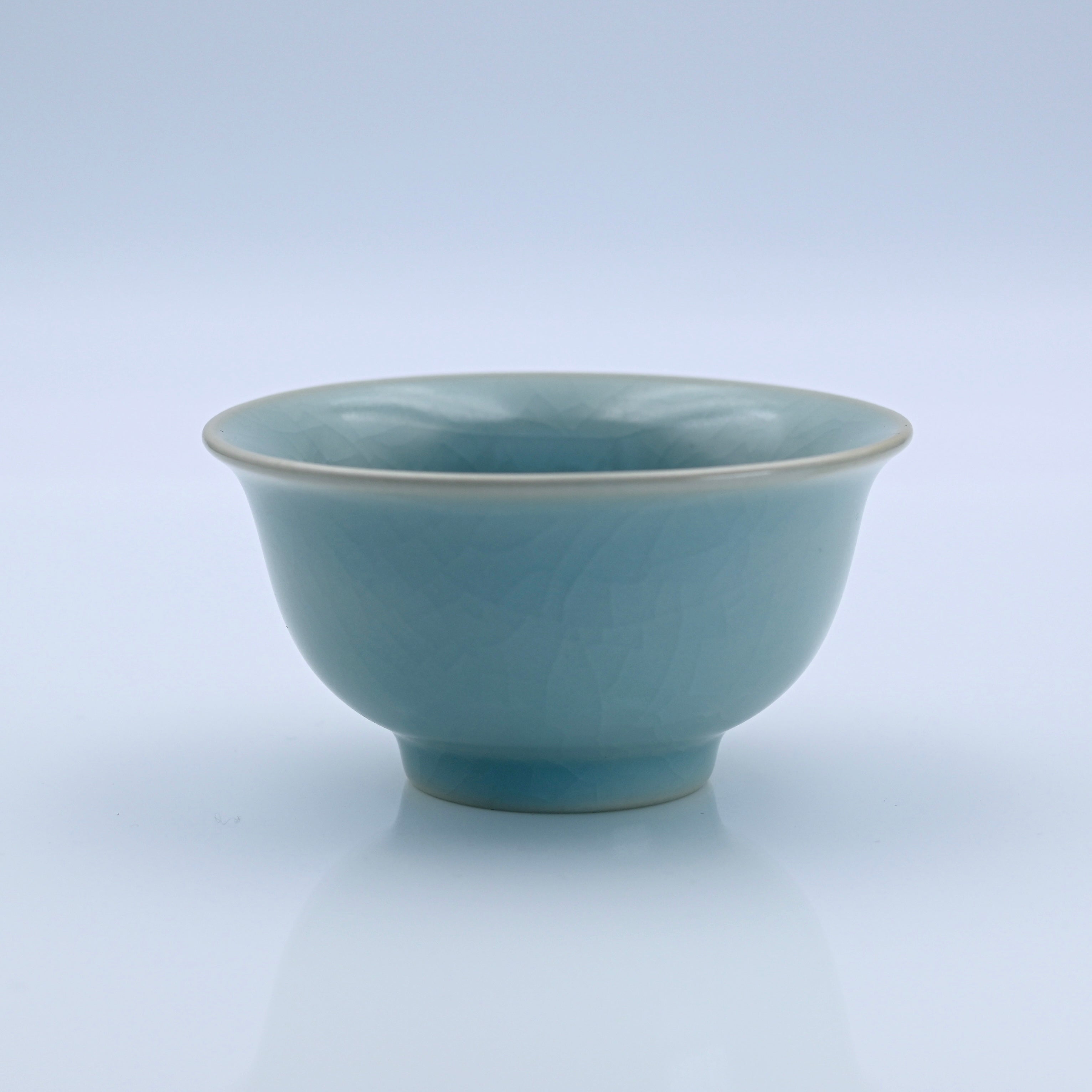 chinese ru ware vintage glaze teacup – Ru Porcelain Vintage Glaze Fine Crackles Press Hand Cup by Kungfuyang