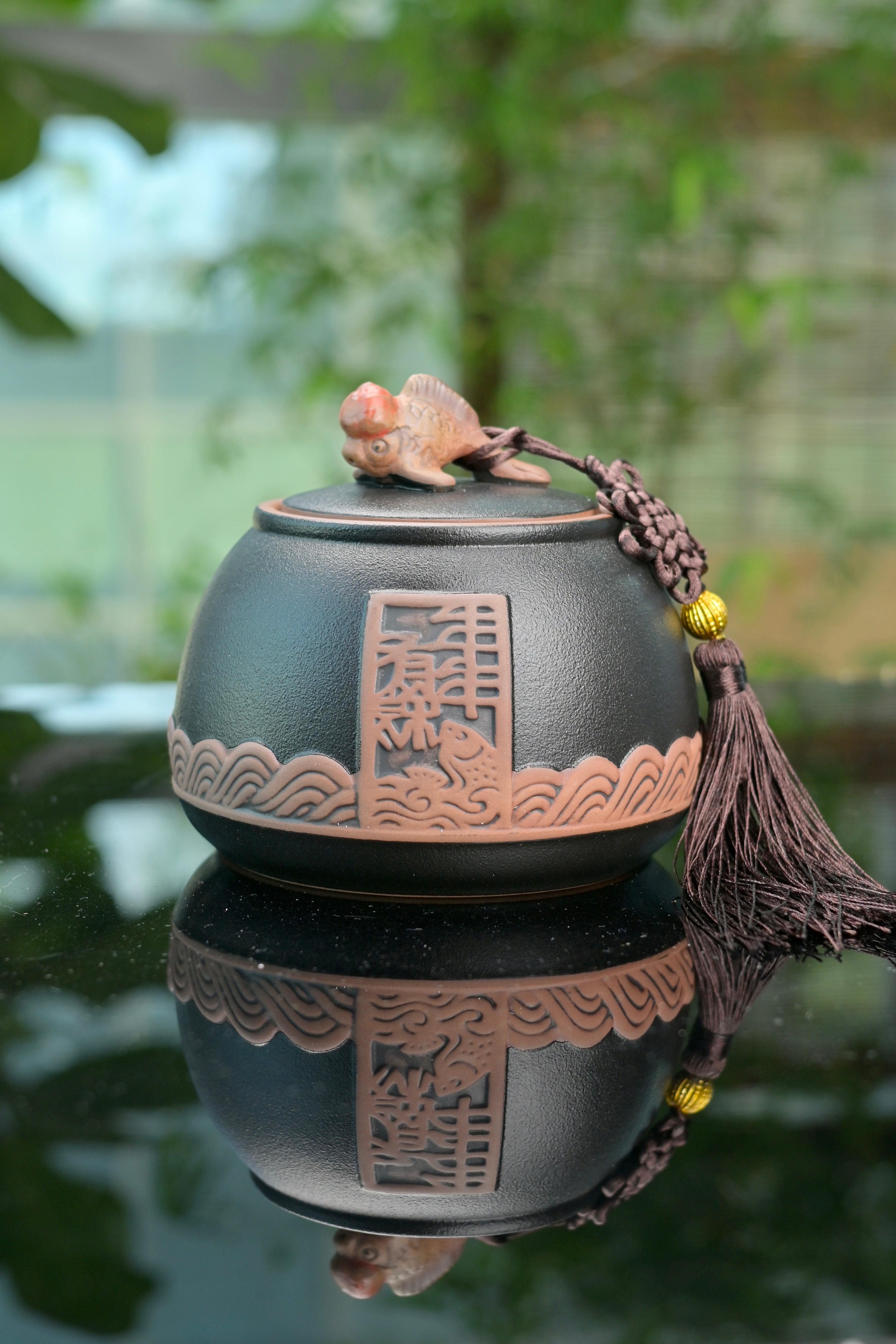 chinese style ceramic tea canister – Chinese Style Retro Coarse Ceramic Tea Canister / Fish Pattern by Kungfuyang