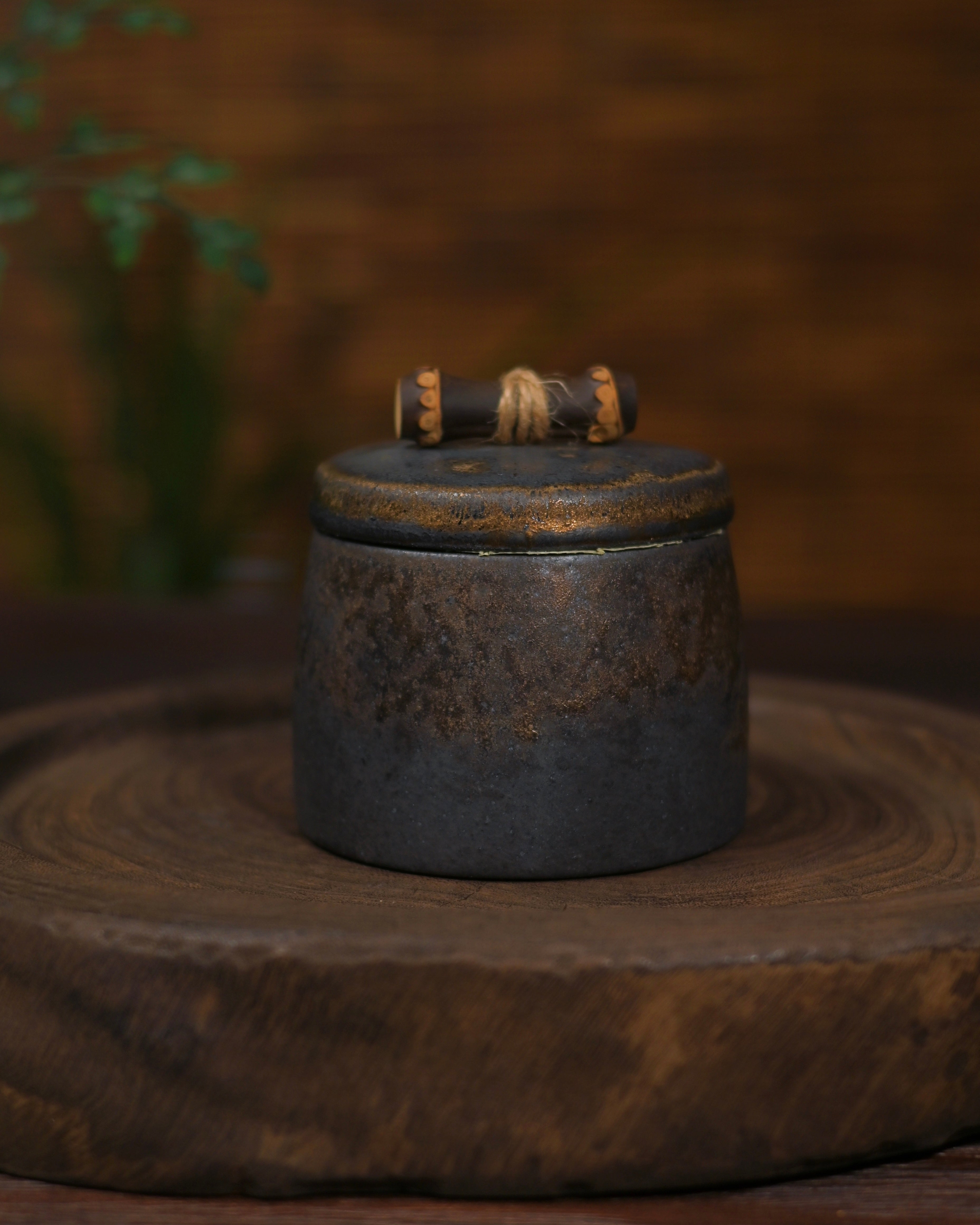 chinese vintage gilded small stoneware tea – Vintage Gilded Chinese Small Stoneware Tea Caddy by Kungfuyang