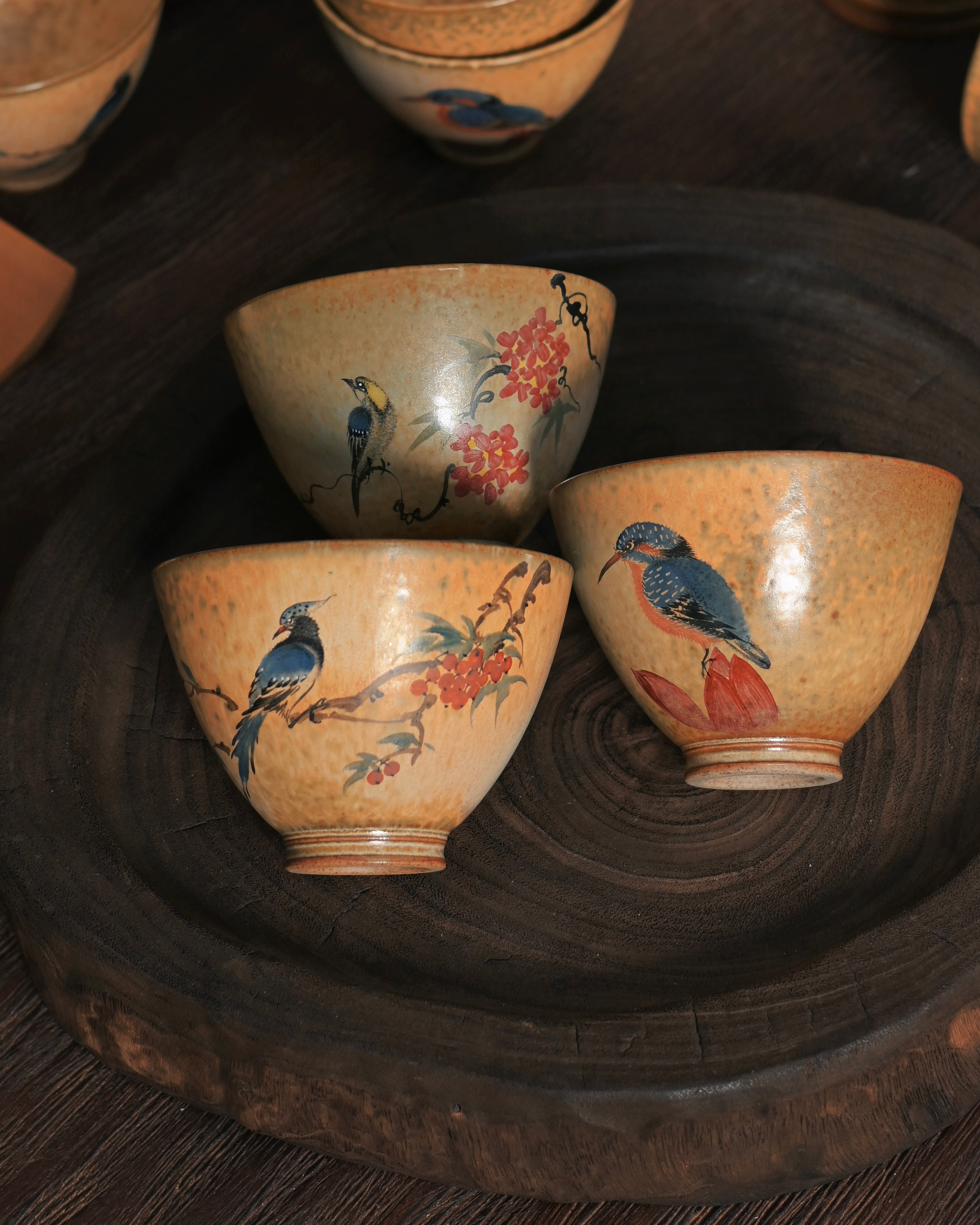 classical bird flower design teacup – Jingdezhen Hand-Painted Chinese Bird-and-Flower Douli Cup by Kungfuyang