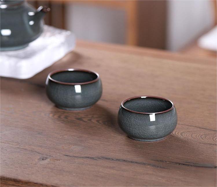 classical chinese teaware – 3pcs in 1 Handmade Ge kiln Celadon Iron Clay Tea Set by Kungfuyang