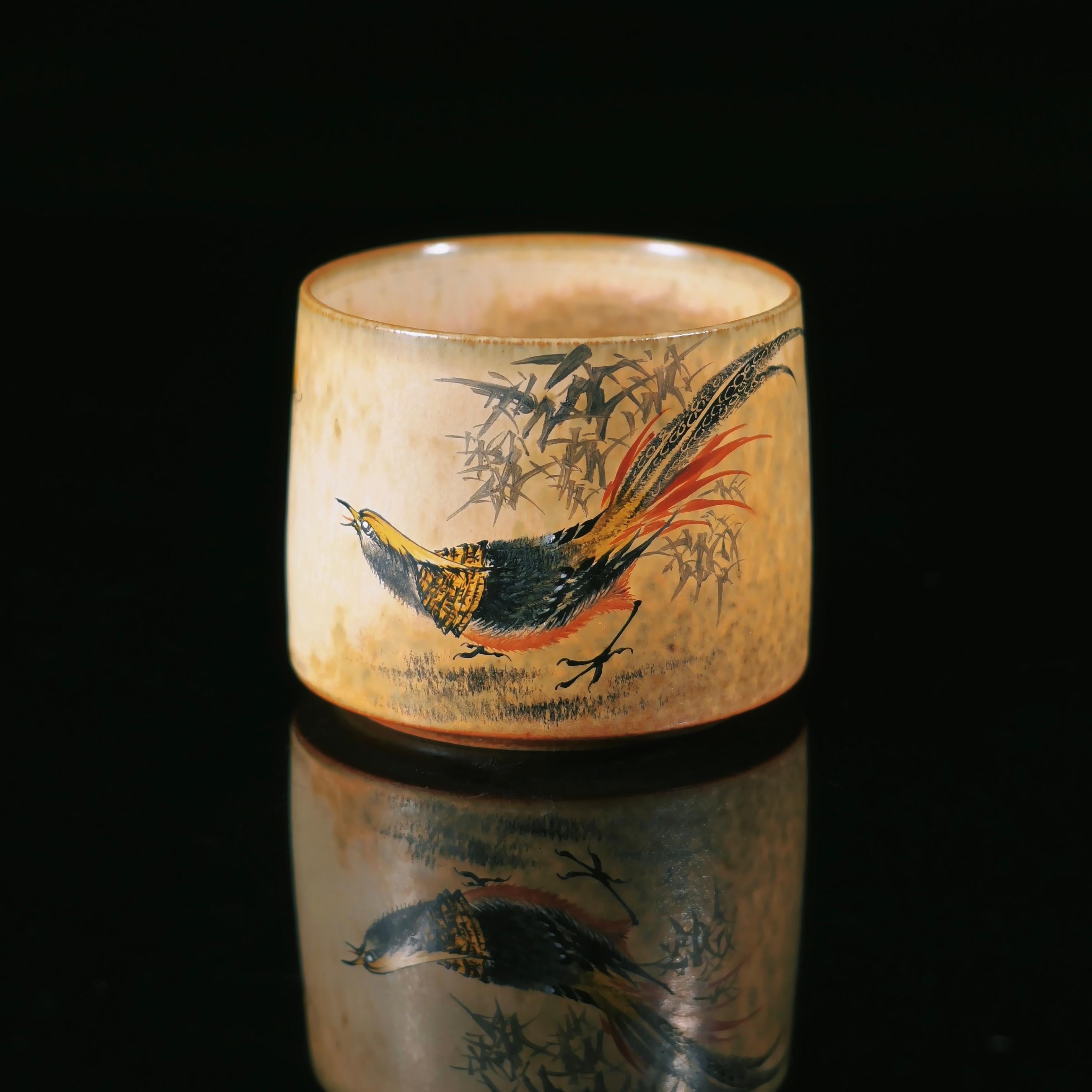 clay painting handcrafted teacup – Jingdezhen Hand-Painted Chinese Bird-and-Bee Master Cup by Kungfuyang