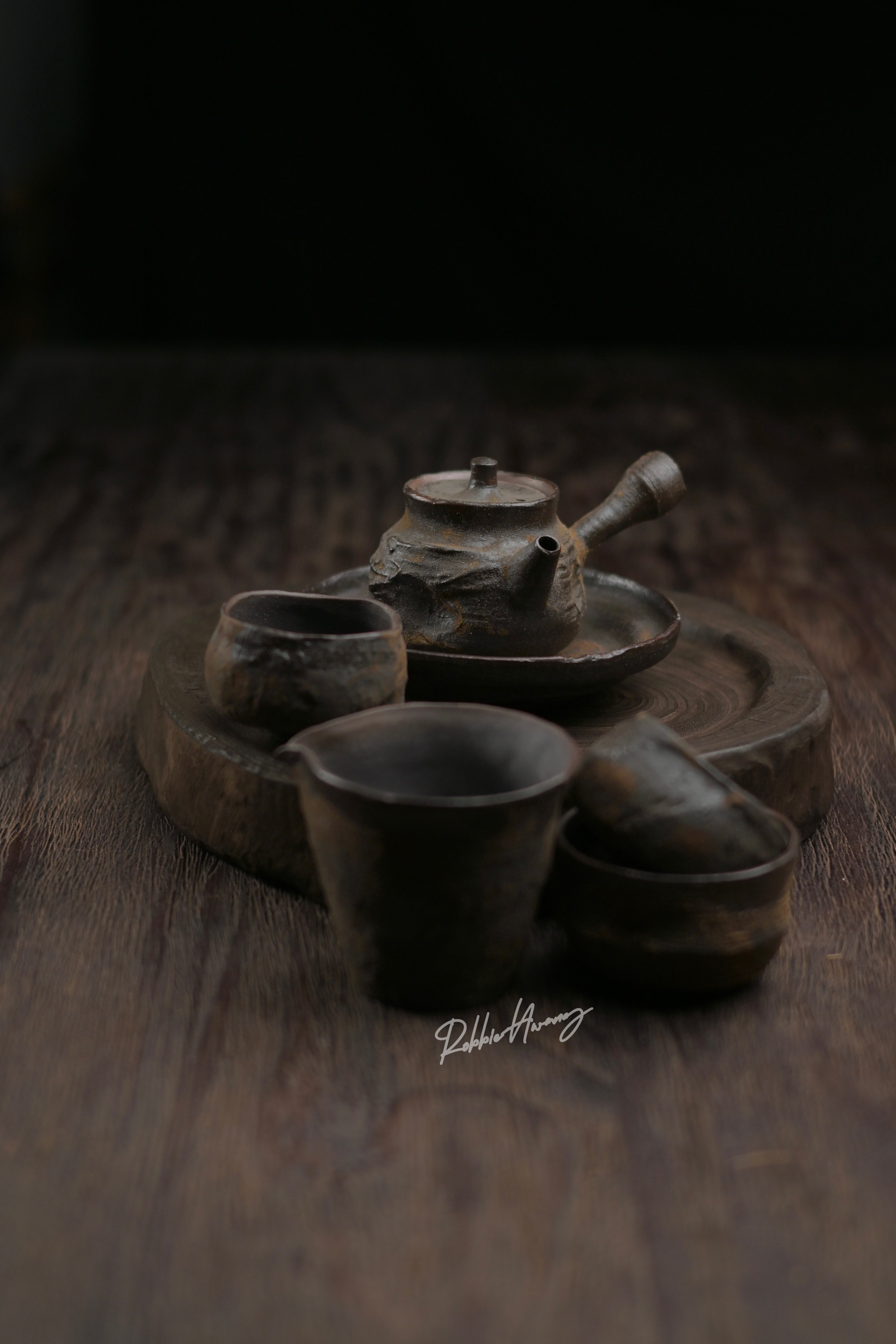 coarse clay tea ceremony set – Wabi-Sabi Handcrafted Wood-Fired Coarse Clay Side-Handle by Kungfuyang