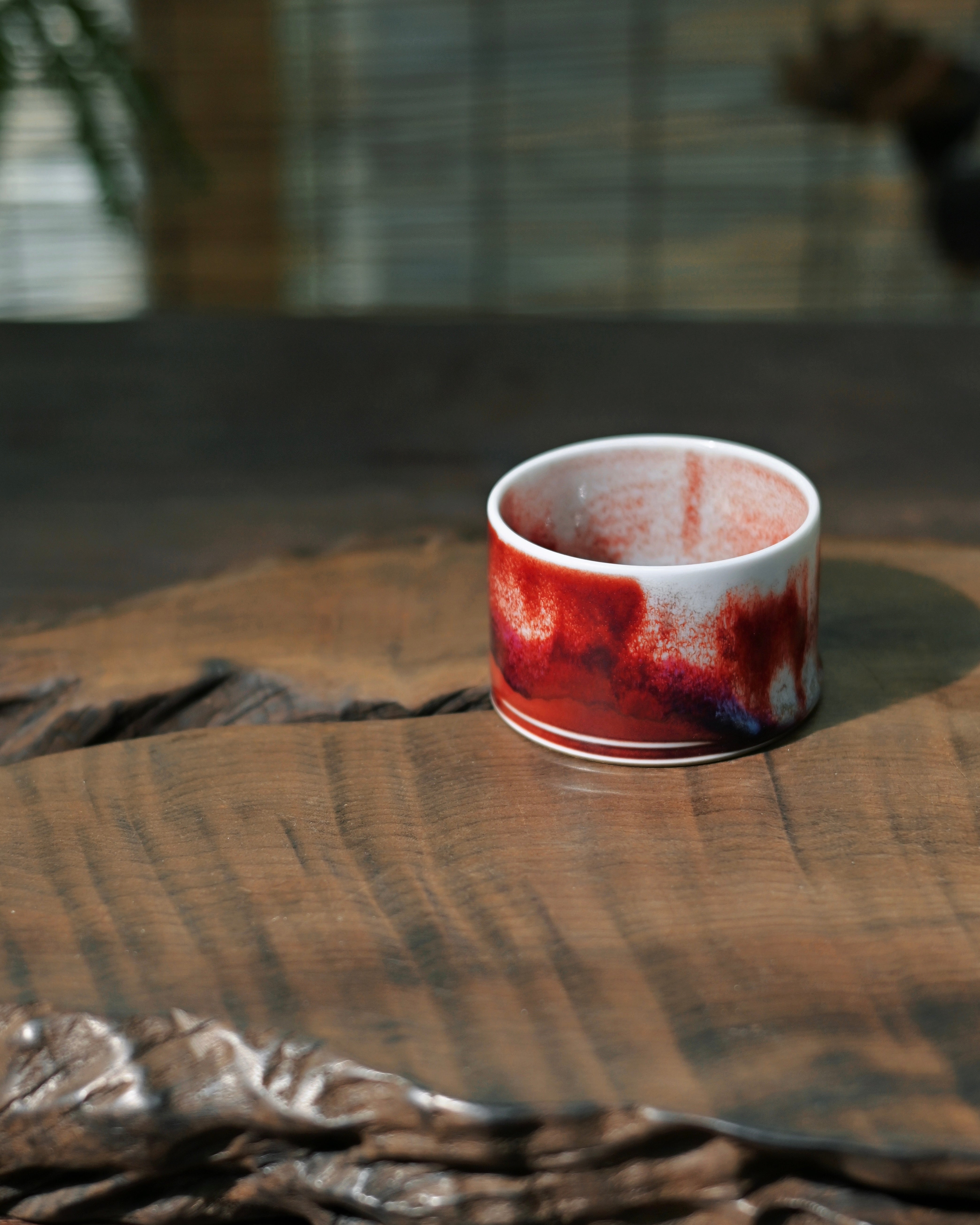 copper iron glaze jun cup – Jun Ware Vermillion Thumb-Ring Cup 80ml by Kungfuyang