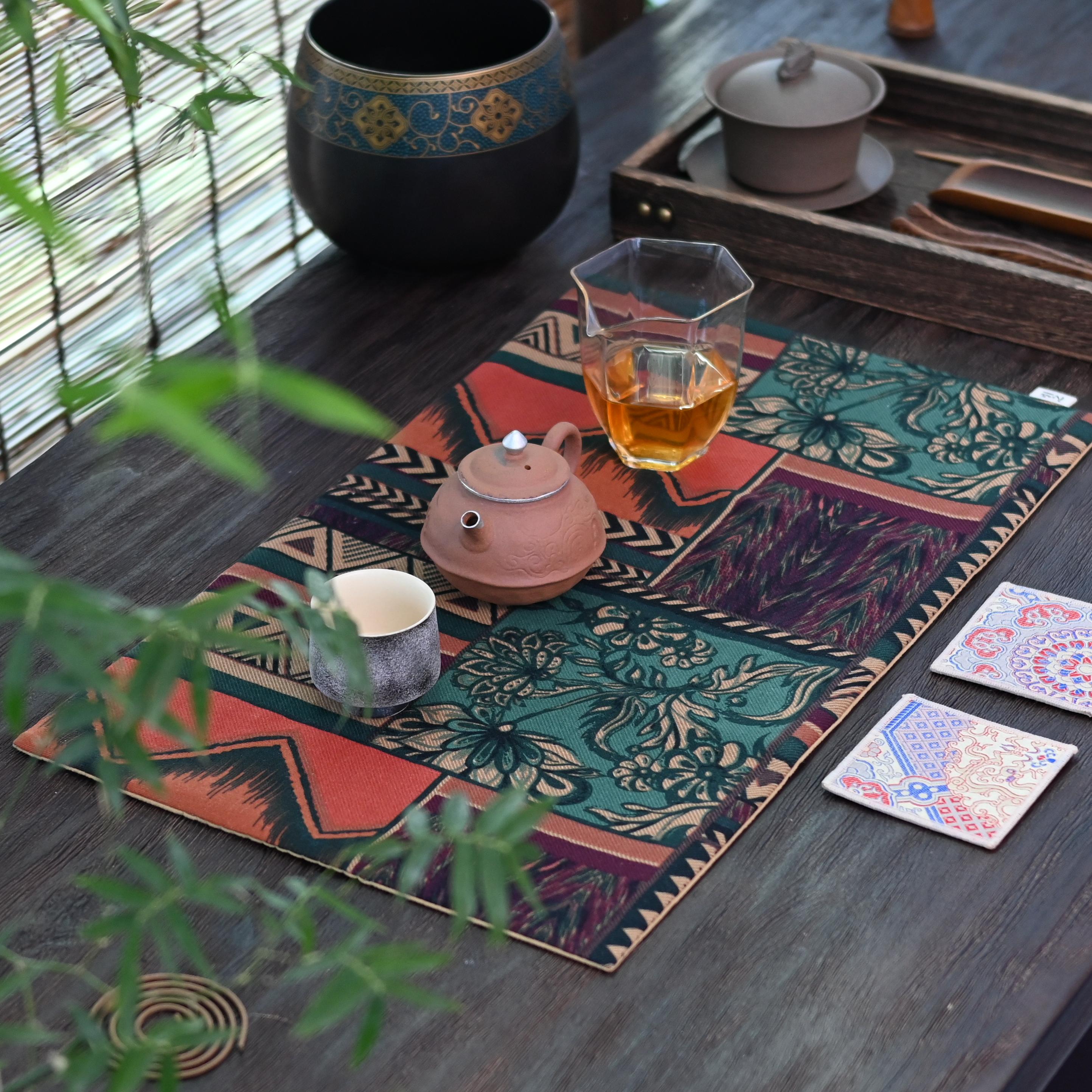 cotton decoration tablecloth – Cotton and Linen Printed Absorbent Retro Tablecloth Teamat by Kungfuyang