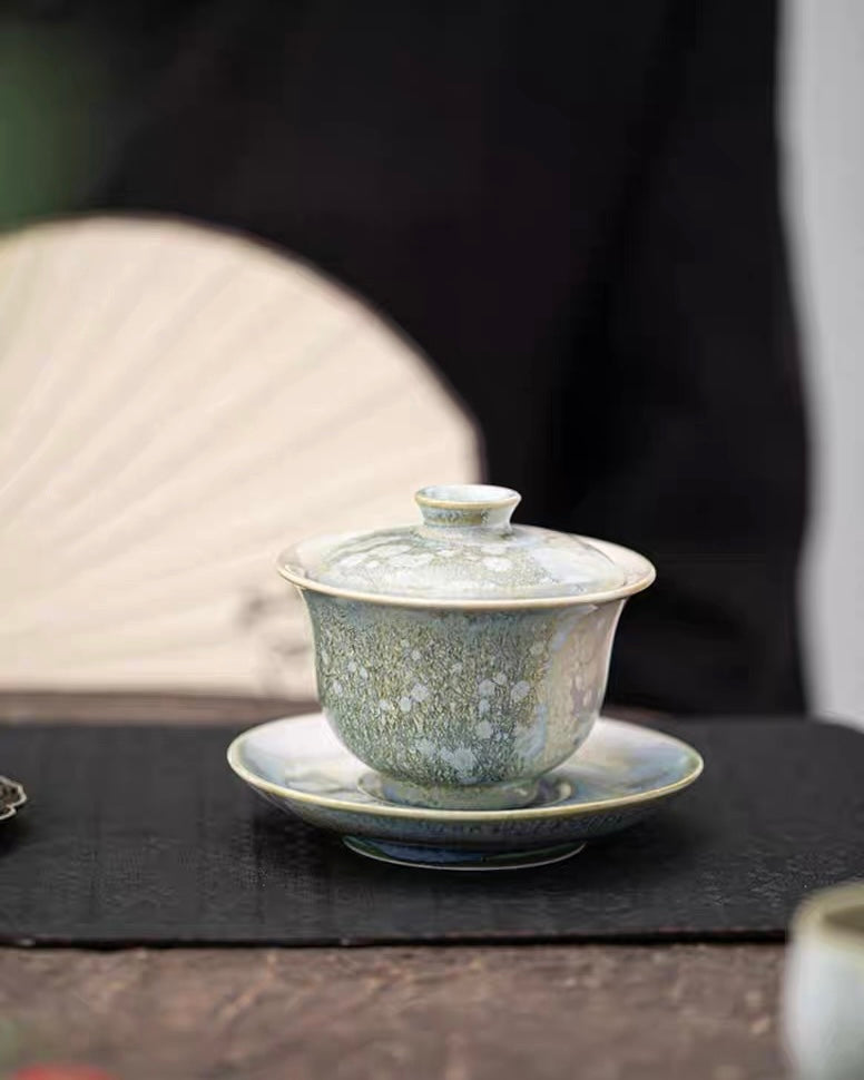 crystal glaze gaiwan set – Kiln-Transformed Crystal Glaze Pine Needle Gaiwan by Kungfuyang