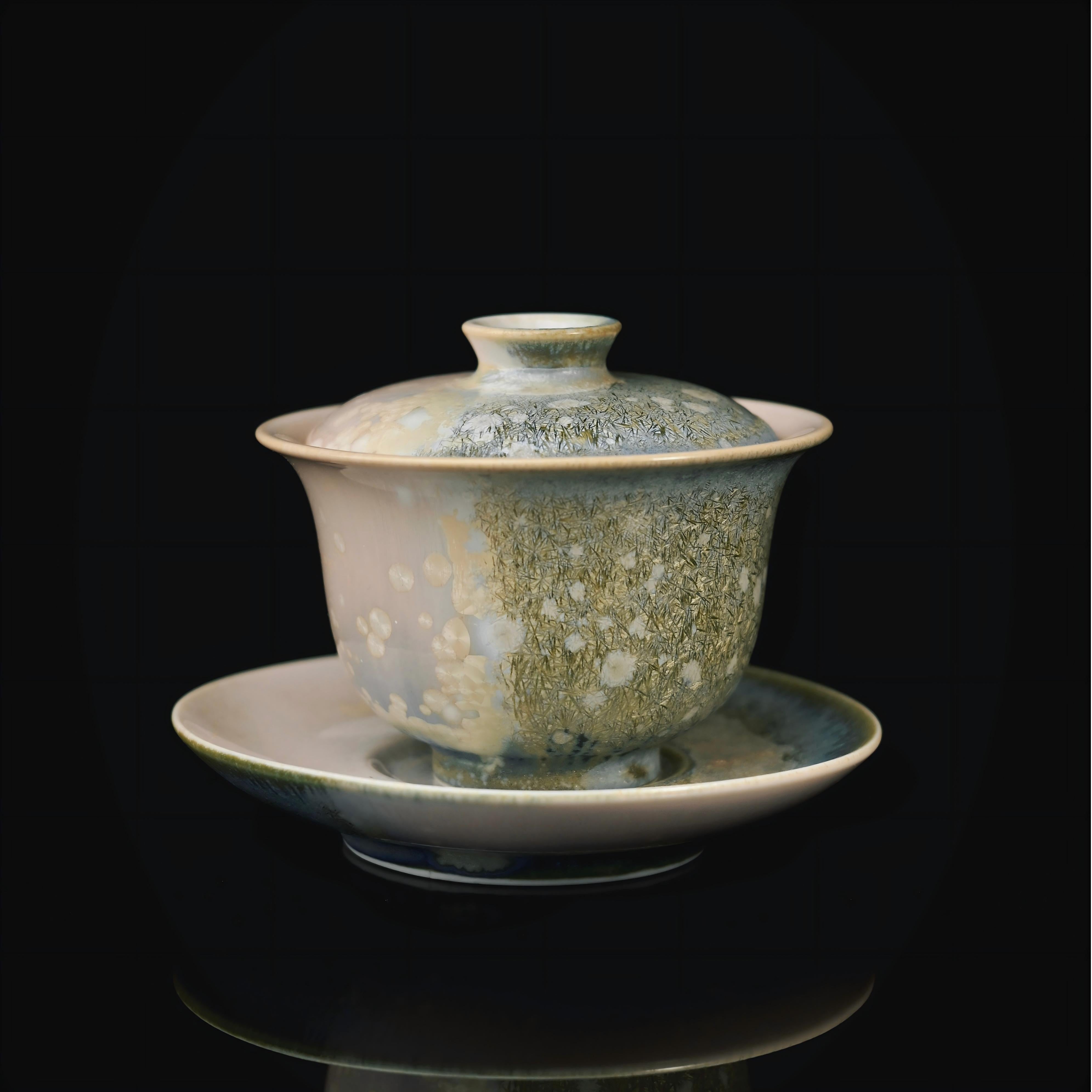 crystallized glaze tea cup – Kiln-Transformed Crystal Glaze Pine Needle Gaiwan by Kungfuyang
