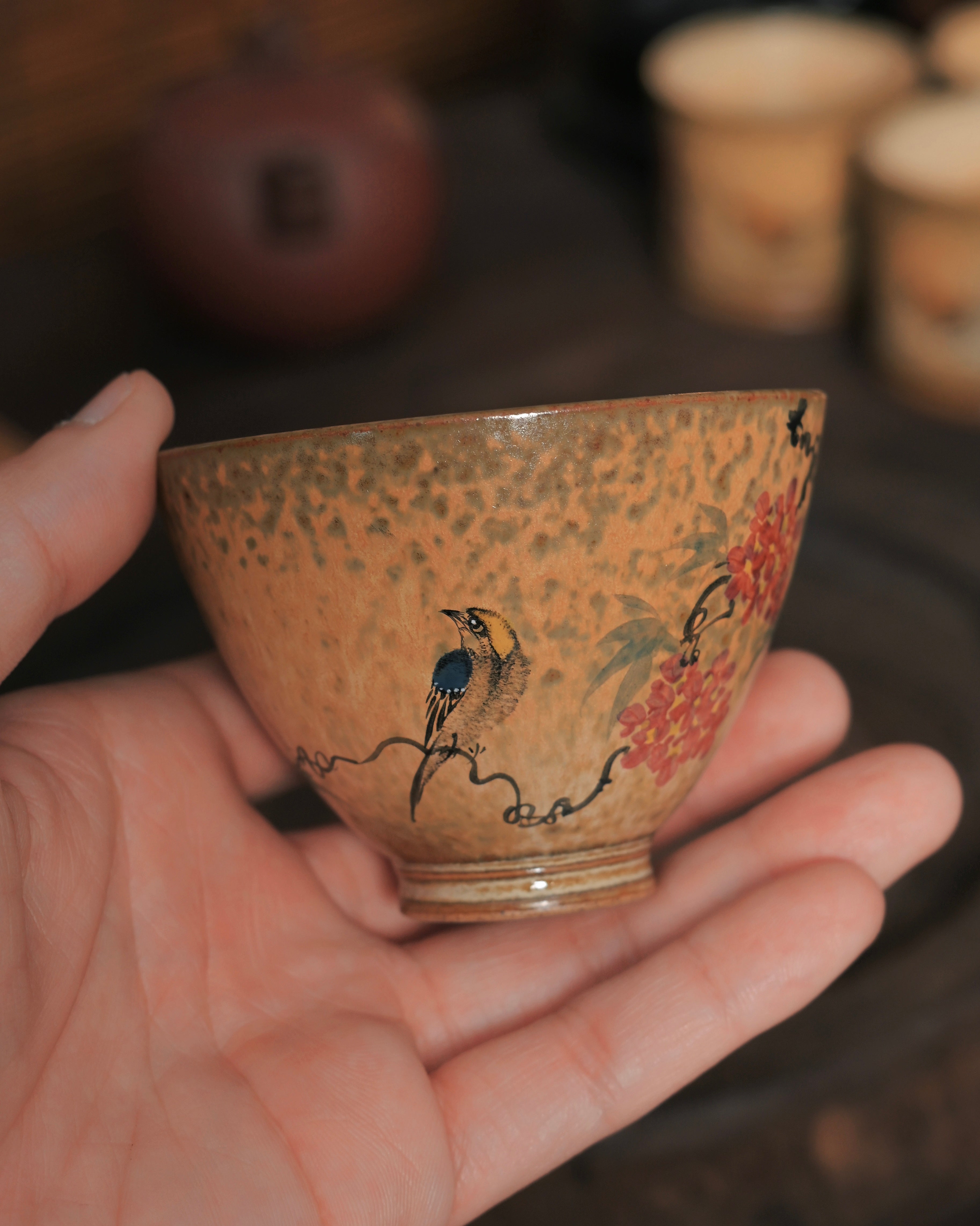 douli conical cup form – Jingdezhen Hand-Painted Chinese Bird-and-Flower Douli Cup by Kungfuyang