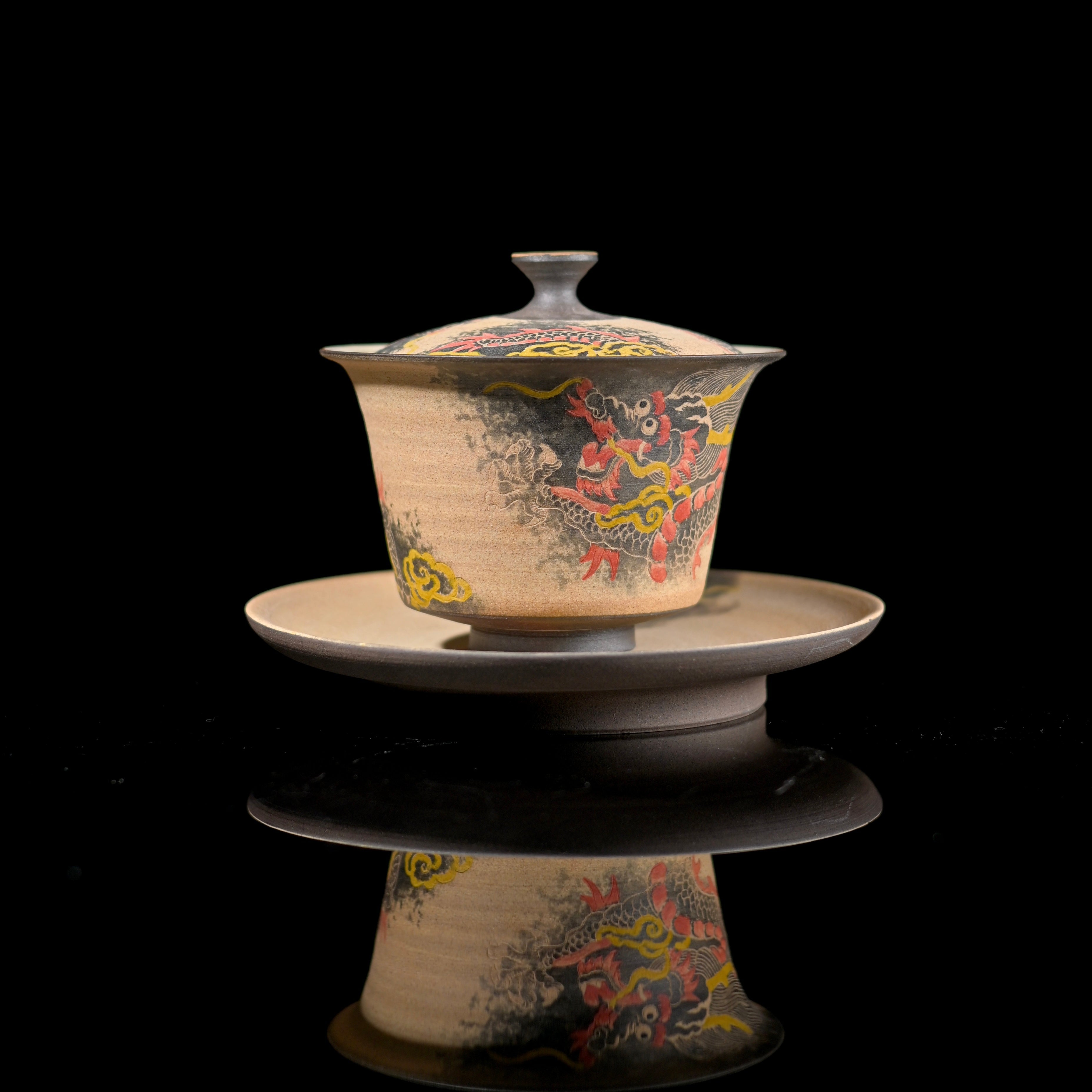 dragon pattern hand painted ceramic gaiwan – Jingdezhen Hand-carved and Hand-Painted Dragon Clay Gaiwan by Kungfuyang
