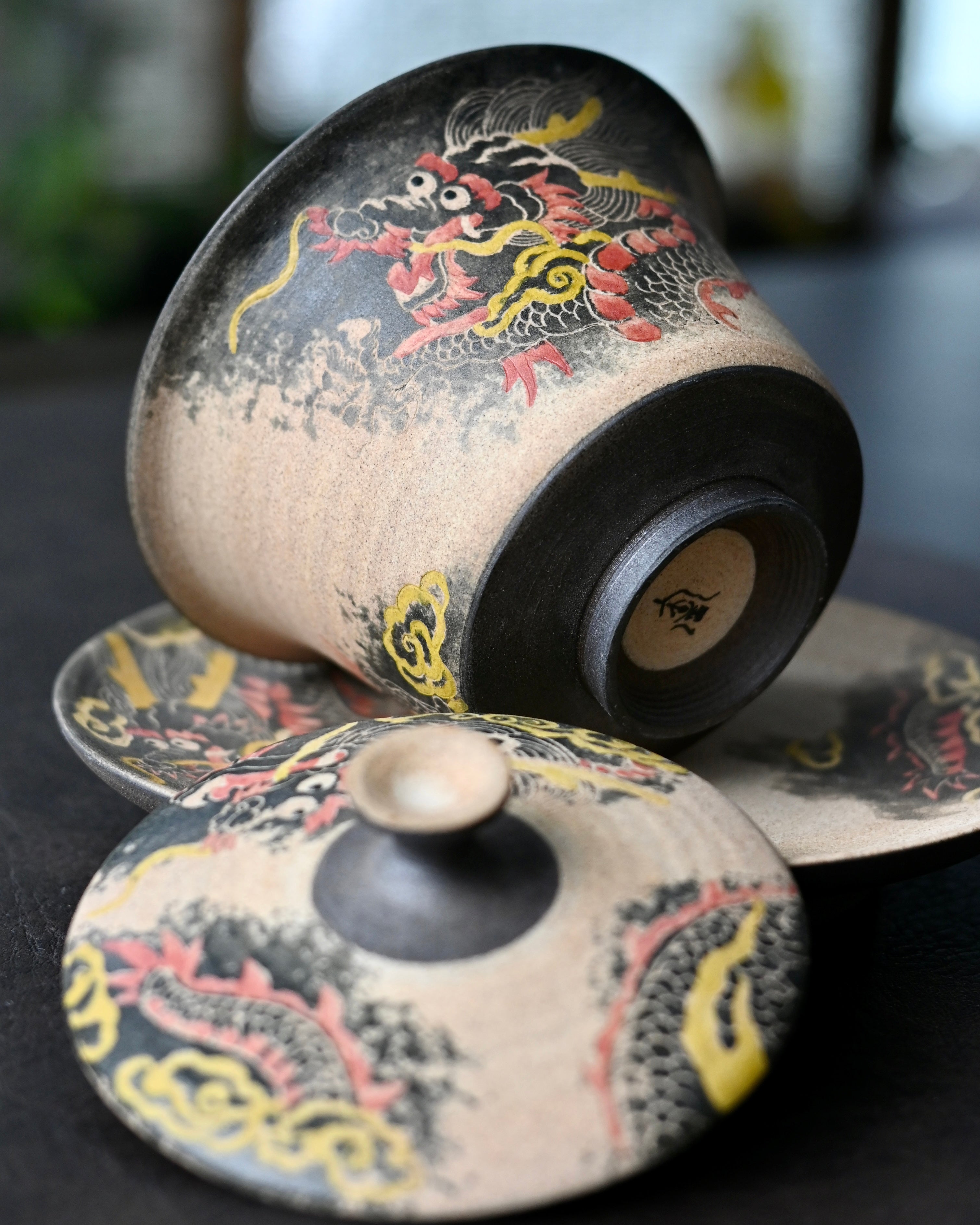 dragon pattern hand painted gaiwan – Jingdezhen Hand-carved and Hand-Painted Dragon Clay Gaiwan by Kungfuyang