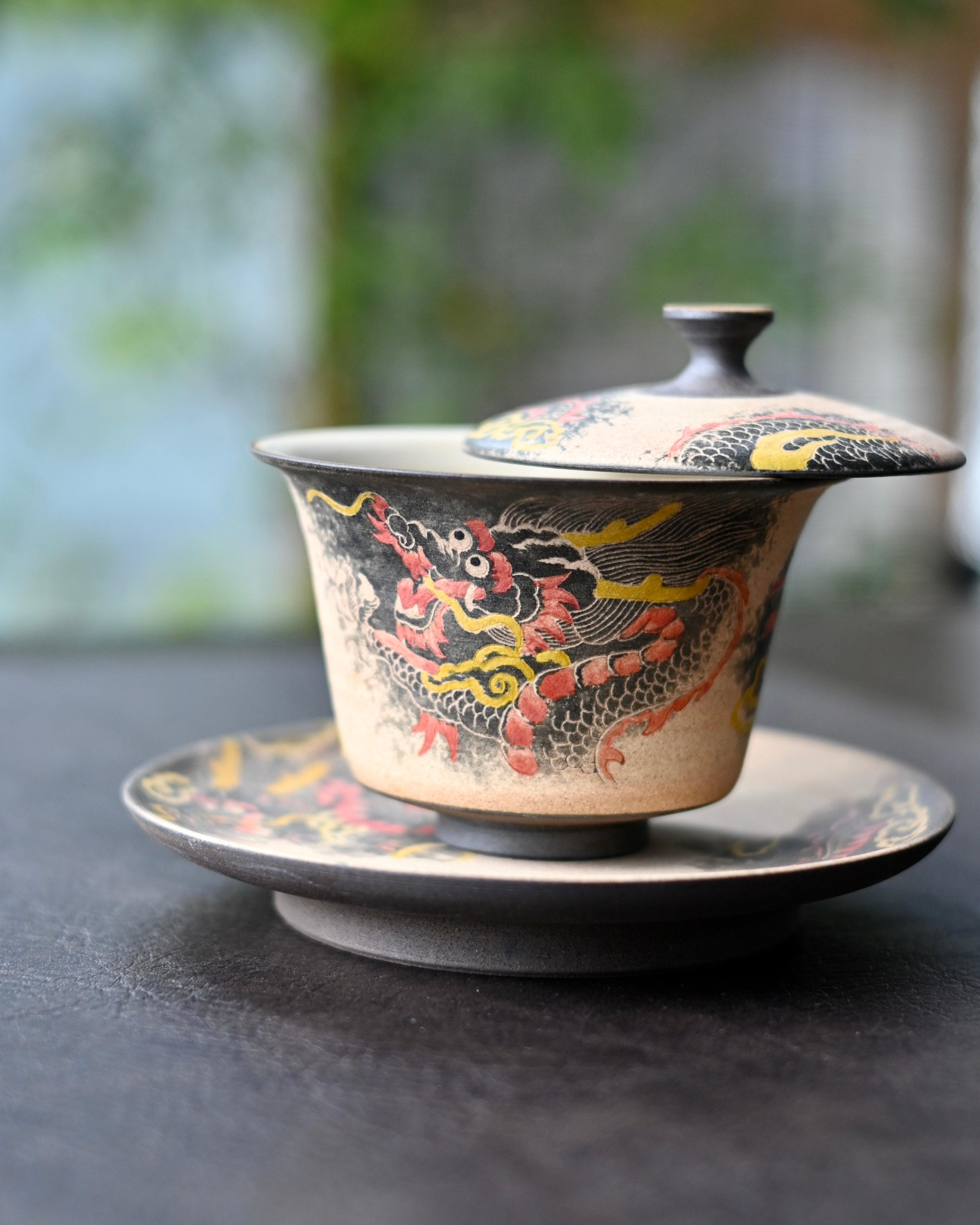 dragon pattern hand painted tea bowl – Jingdezhen Hand-carved and Hand-Painted Dragon Clay Gaiwan by Kungfuyang