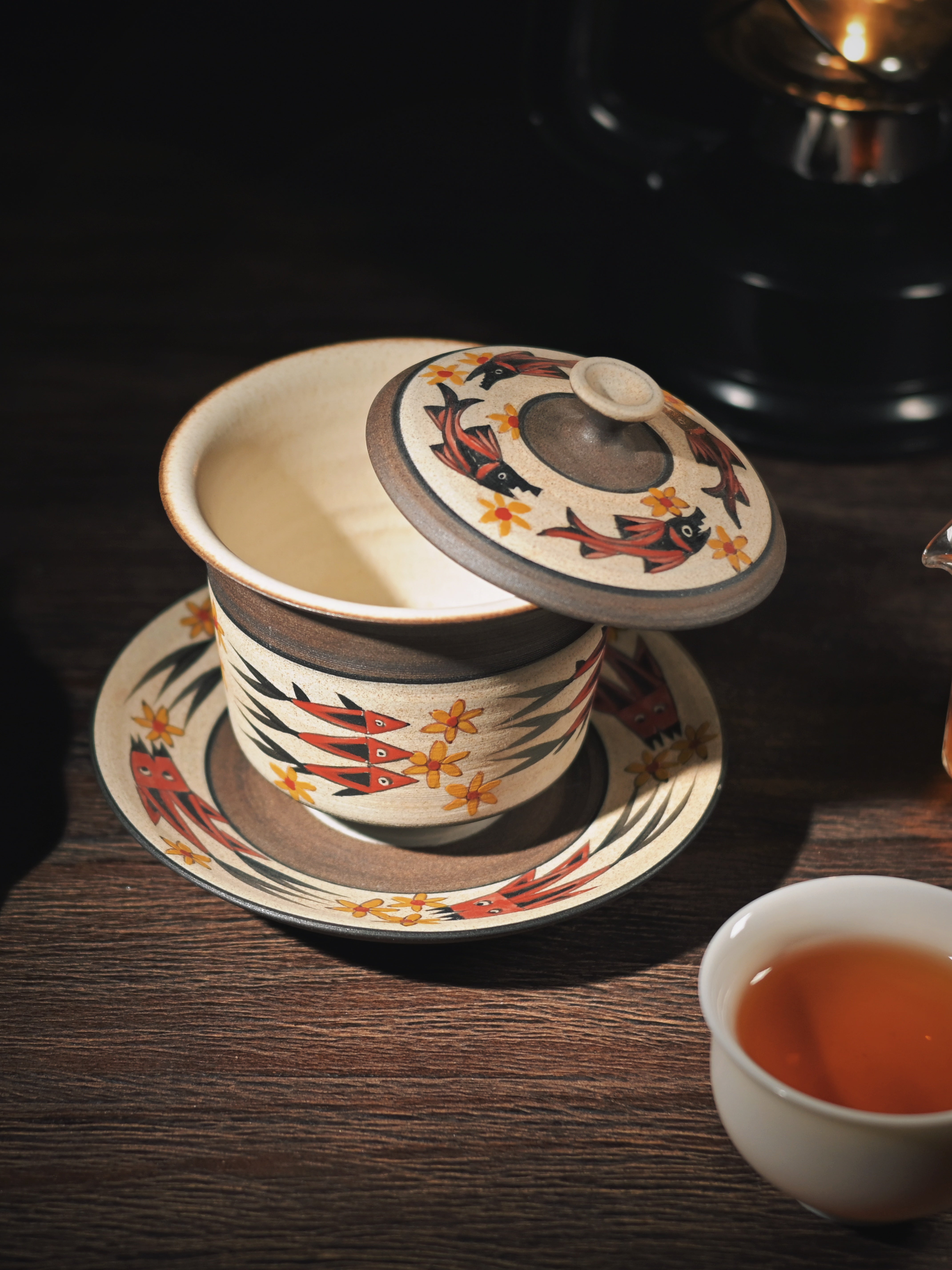 jingdezhen handcrafted the stone age style – Stone Age Fish Totem Gaiwan – Primitive Elegance Reborn by Kungfuyang
