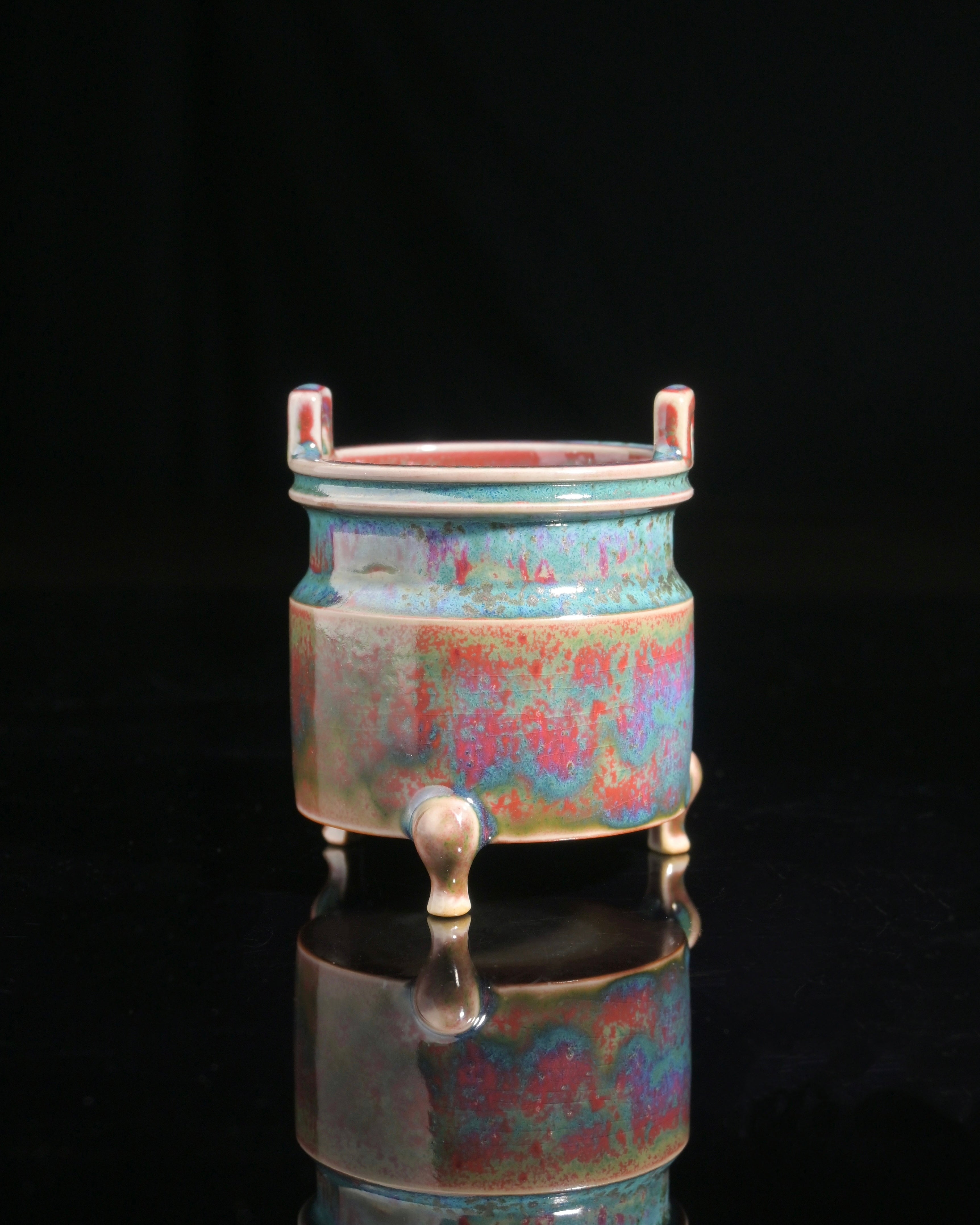 ceramic glaze transformed incense burner – Jun Ware Tri-Pod Incense Burner by Kungfuyang