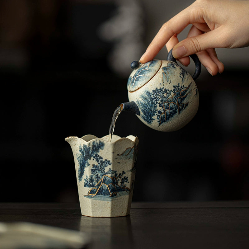 hand painted blue and white porcelain – Blue and White Porcelain Hand-Painted Landscape Dragon by Kungfuyang