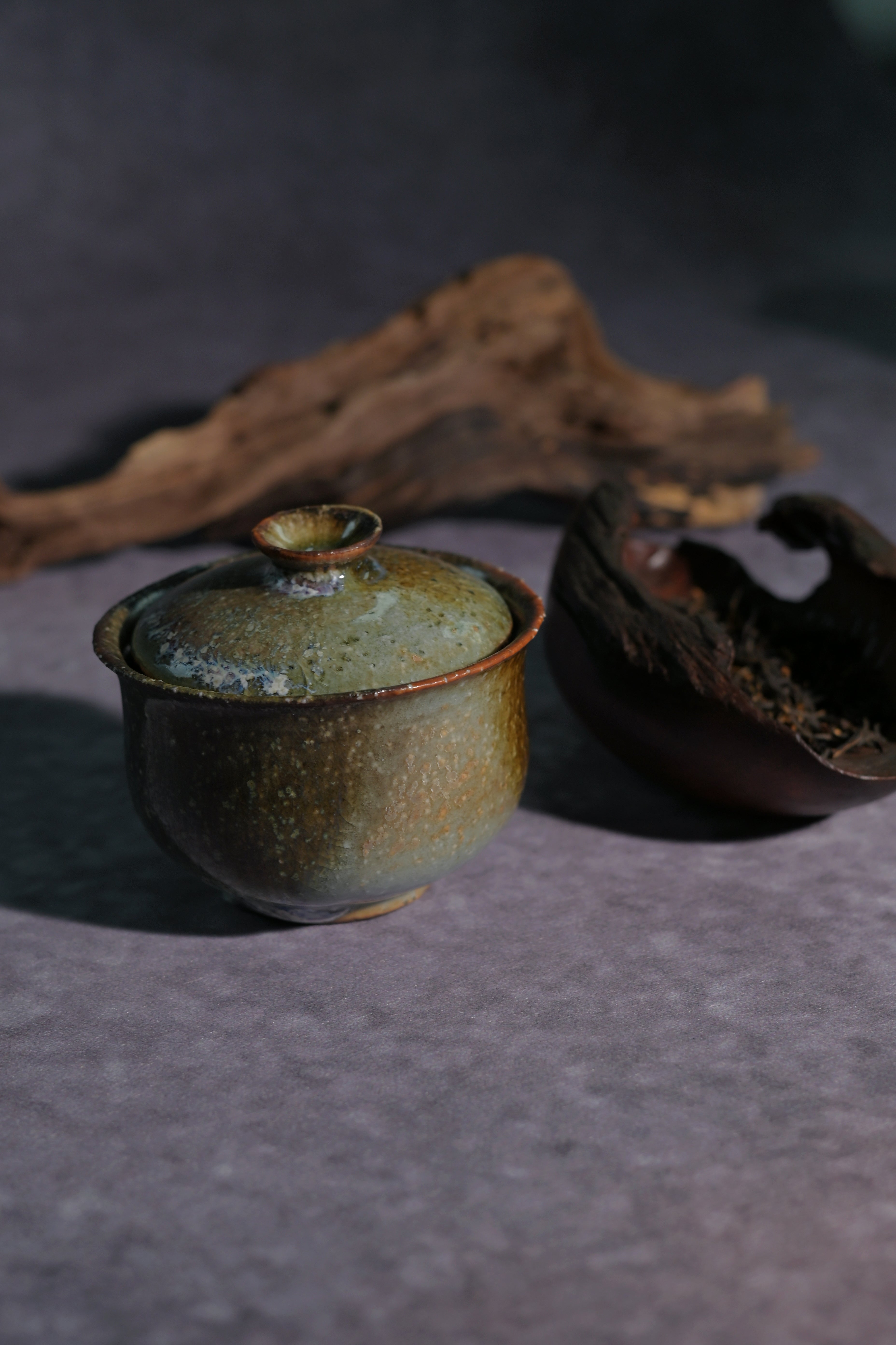Kungfuyang Unique Piece Wabi-Sabi Coarse Pottery Wood-Fired Gaiwan 130ml, product view 6