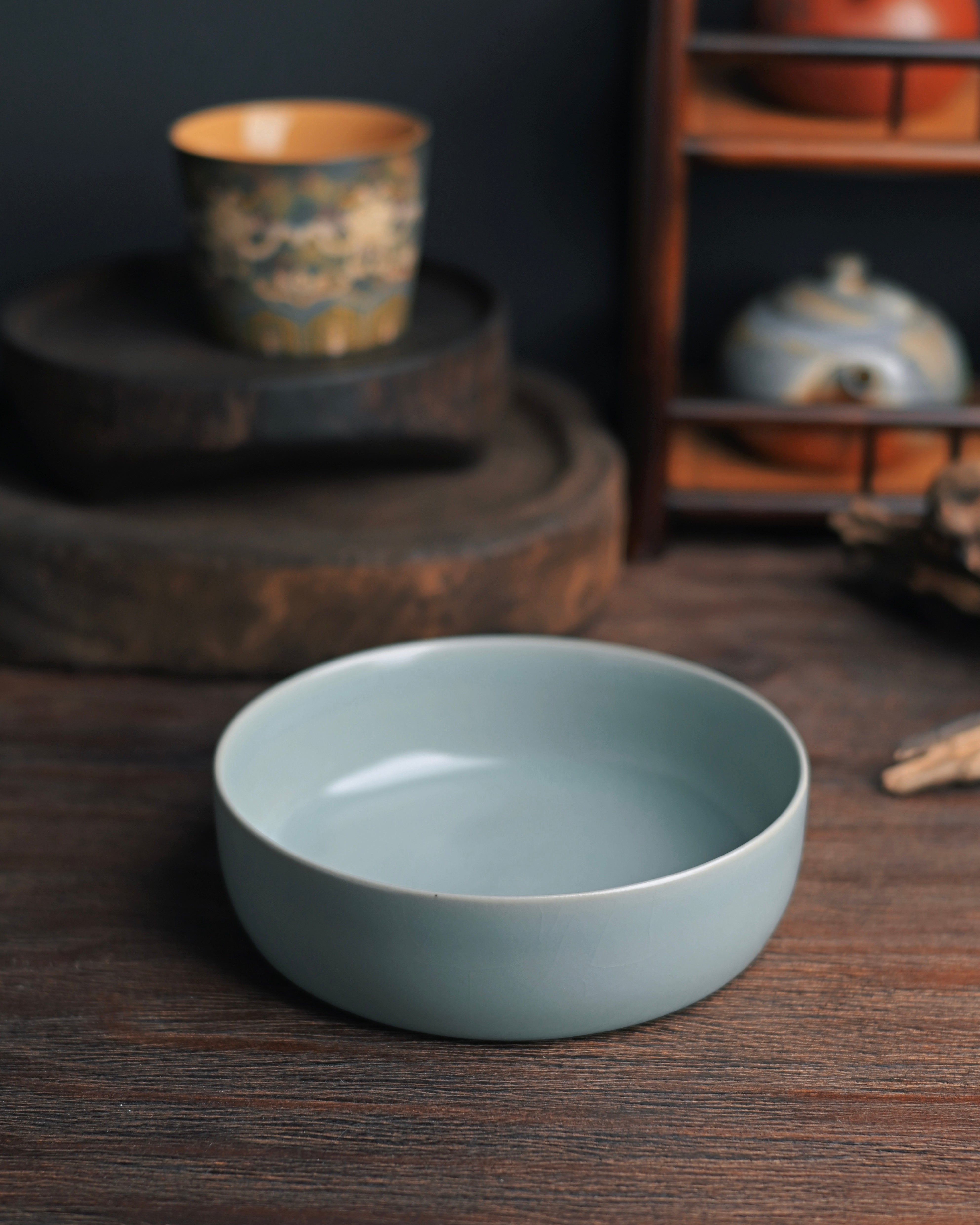 five pin ru ware brush washer – Ru Ware Sky-Blue Glaze Round Brush Washer by Kungfuyang
