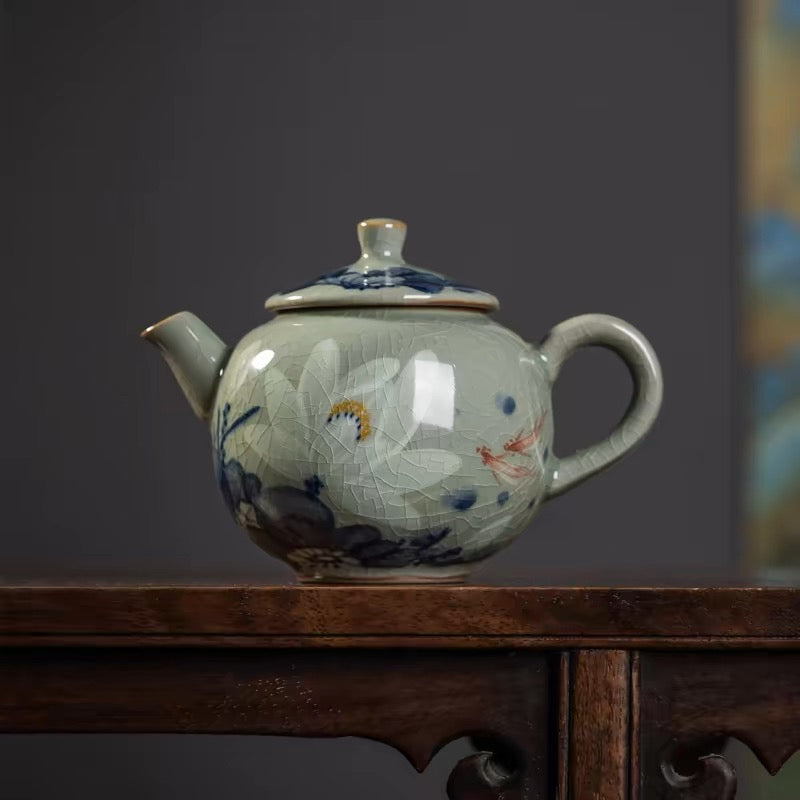 food safe ceramic design – Jingdezhen Wood-Fired Kiln Old Clay Handmade Lotus Blue and by Kungfuyang