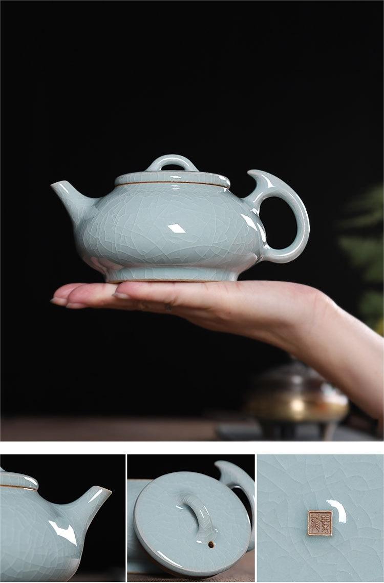 ge kiln tea ritual set – 3pcs in 1 Handmade Ge kiln Celadon Iron Clay Tea Set by Kungfuyang