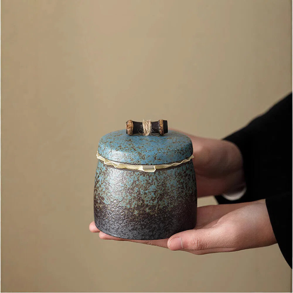 gilded chinese vintage small stoneware tea – Vintage Gilded Chinese Small Stoneware Tea Caddy by Kungfuyang