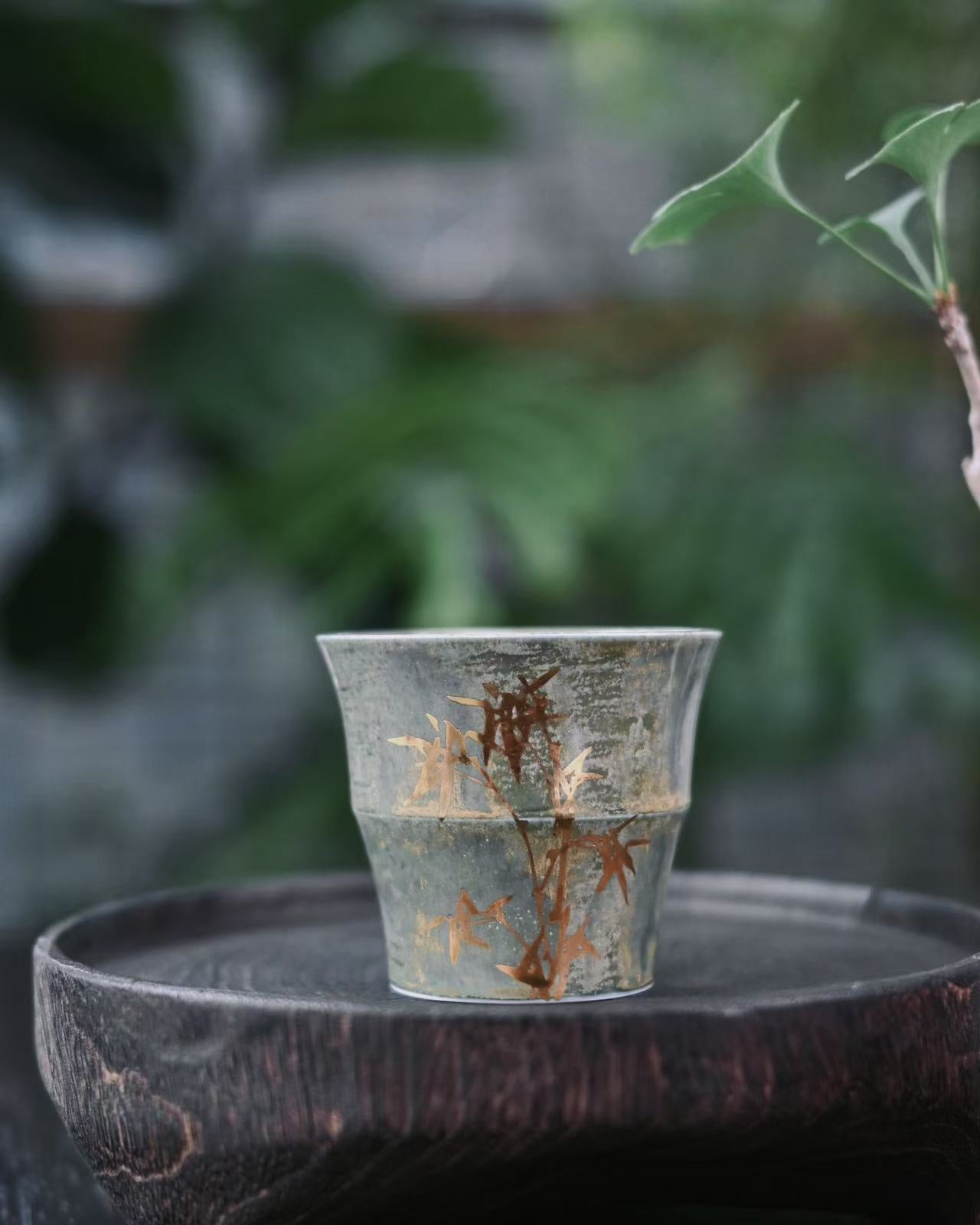 gold accented bamboo style ceramic teacup – Jingdezhen Hand-Painted Gold-Traced Bamboo Cup by Kungfuyang