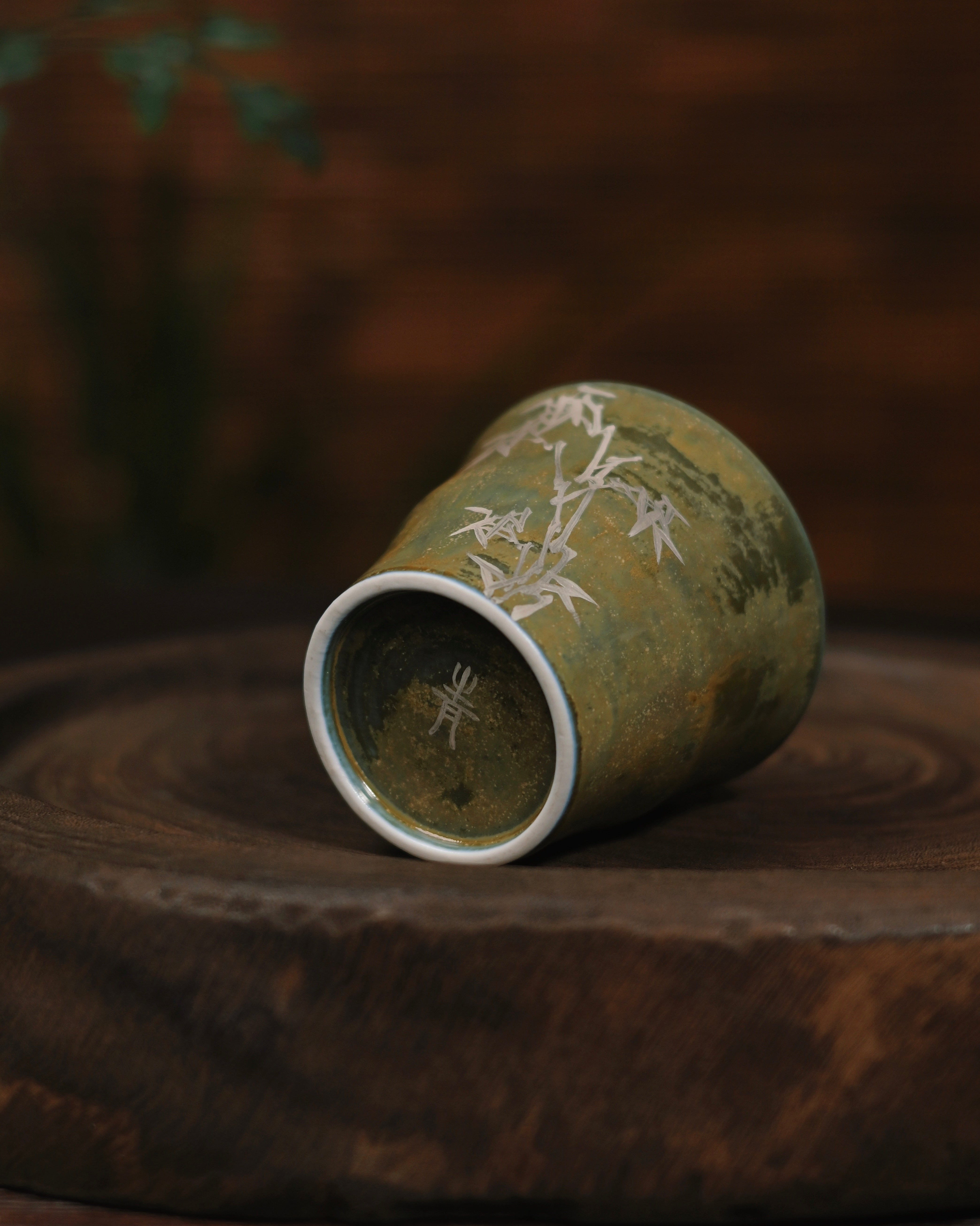 gold bamboo motif natural light – Jingdezhen Hand-Painted Gold-Traced Bamboo Cup by Kungfuyang