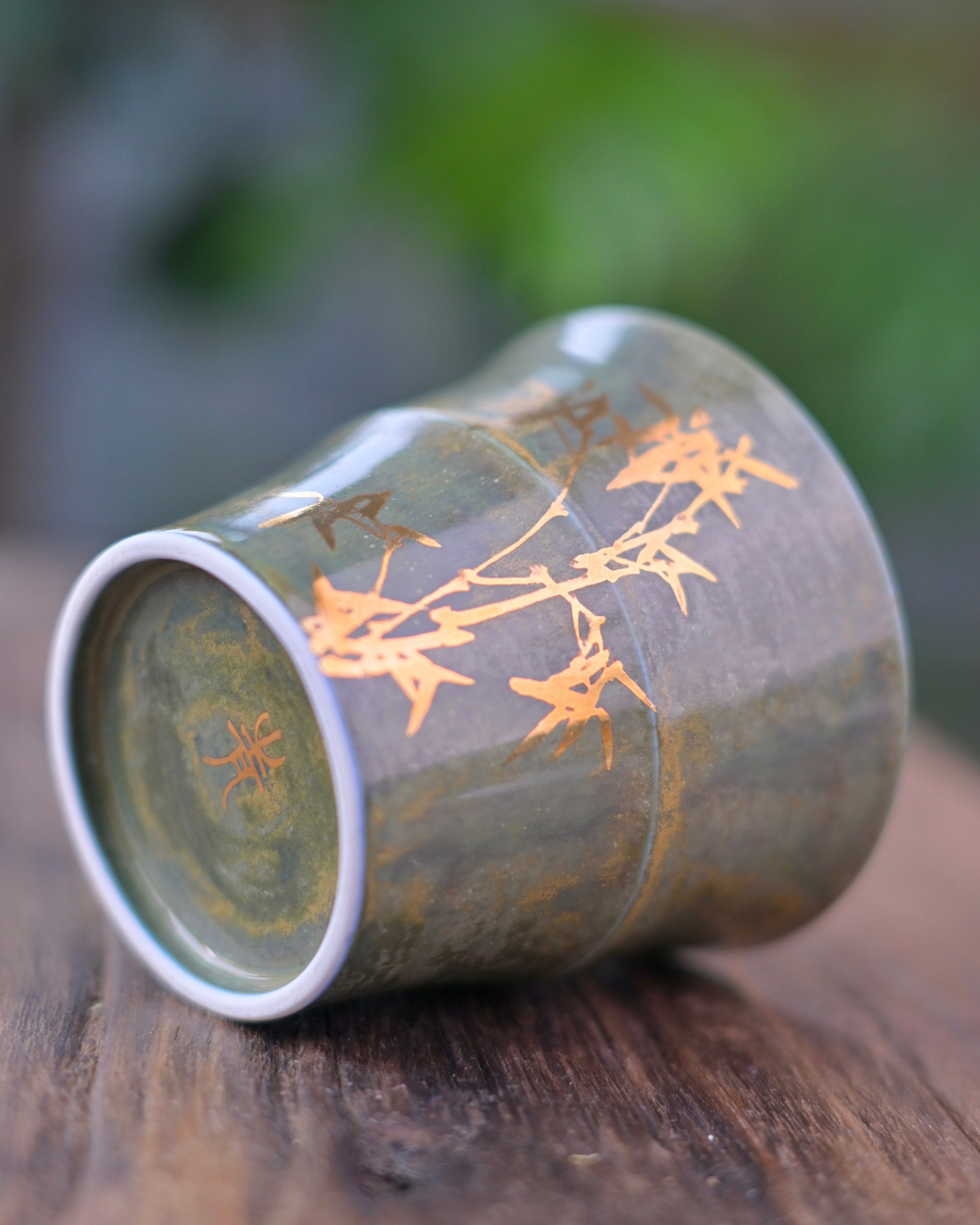 gold painted bamboo teacup – Jingdezhen Hand-Painted Gold-Traced Bamboo Cup by Kungfuyang