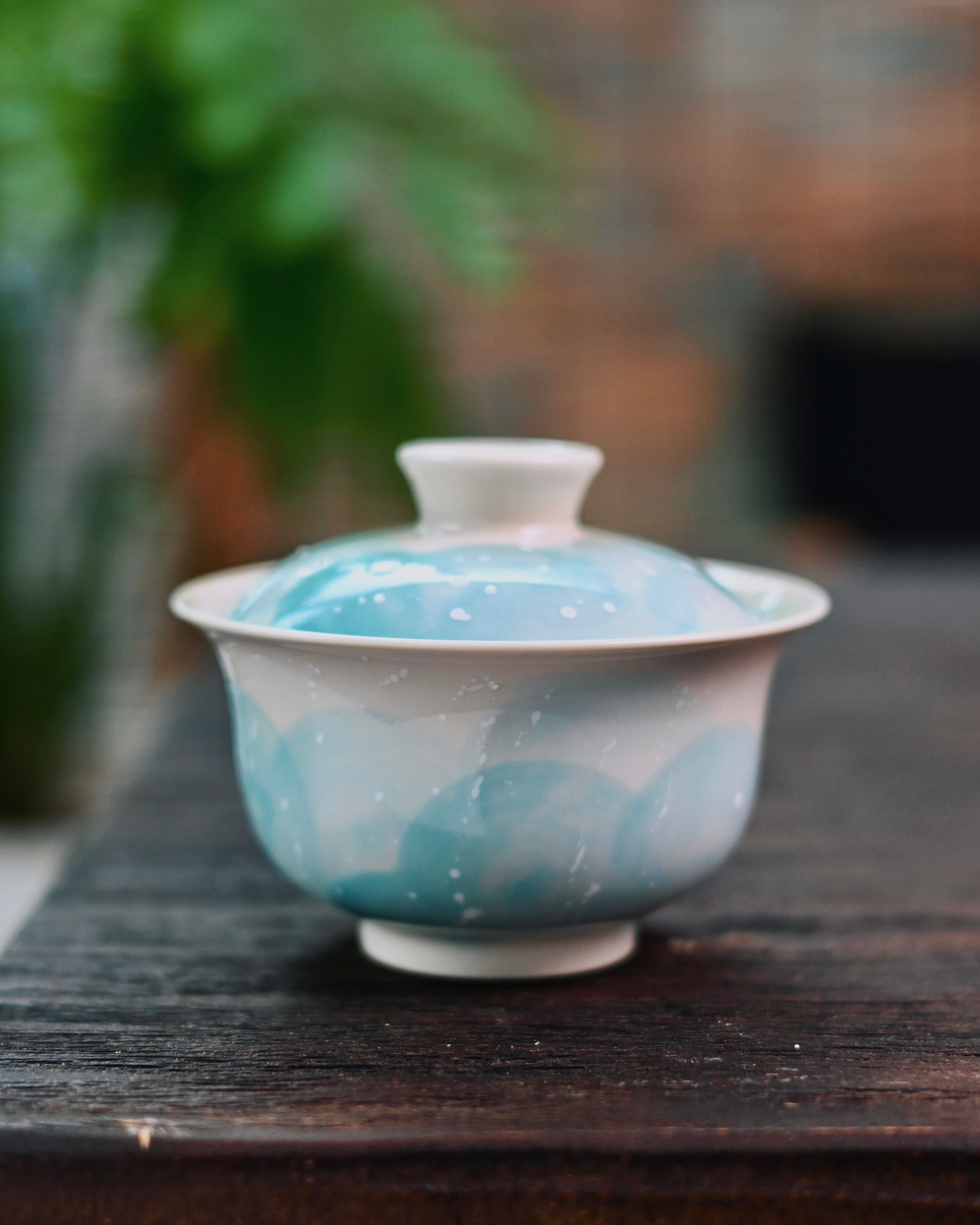 granular snowflake texture tea bowl – Unique Piece Jingdezhen Handmade Underglaze “Snow Plain” by Kungfuyang