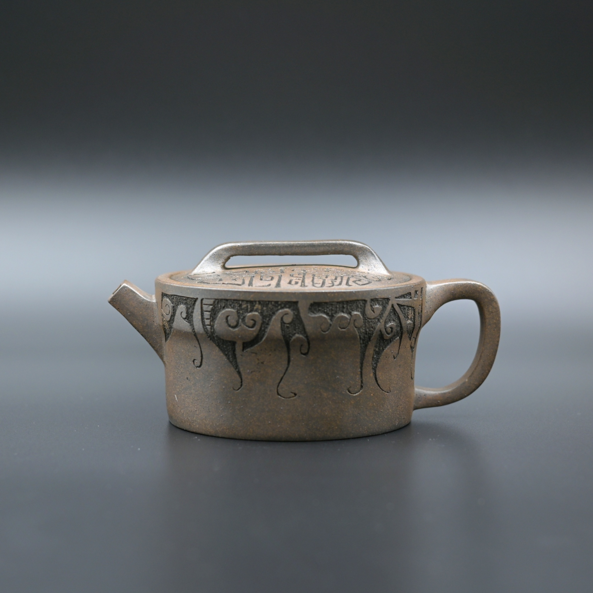 hand carved duan clay teapot han style – Yixing Hand-carved Wood-Fired Purple Clay Teapot by Kungfuyang