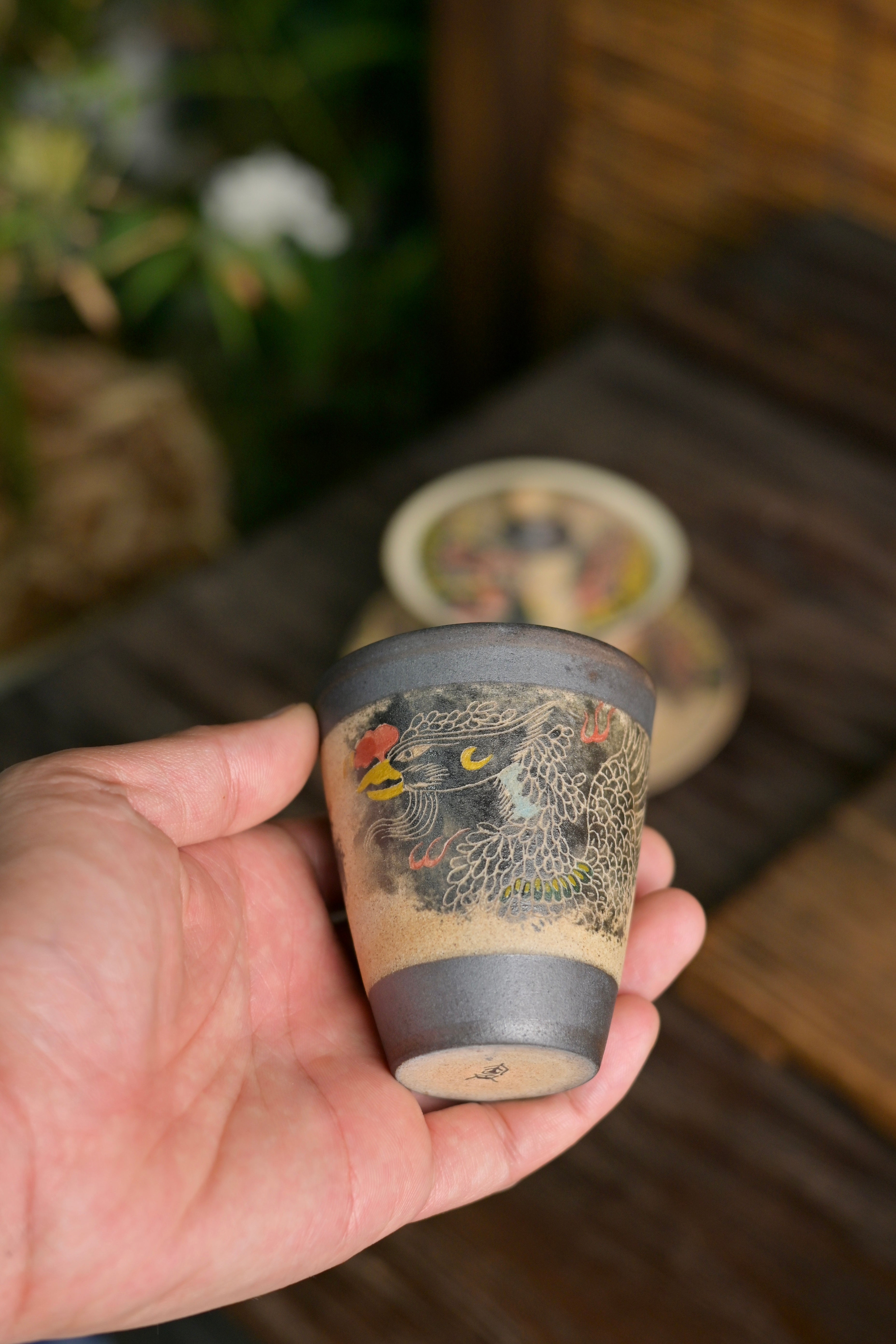 hand carved phoenix clay art teacup – Jingdezhen Phoenix Rising Hand-Painted Clay Teacup by Kungfuyang