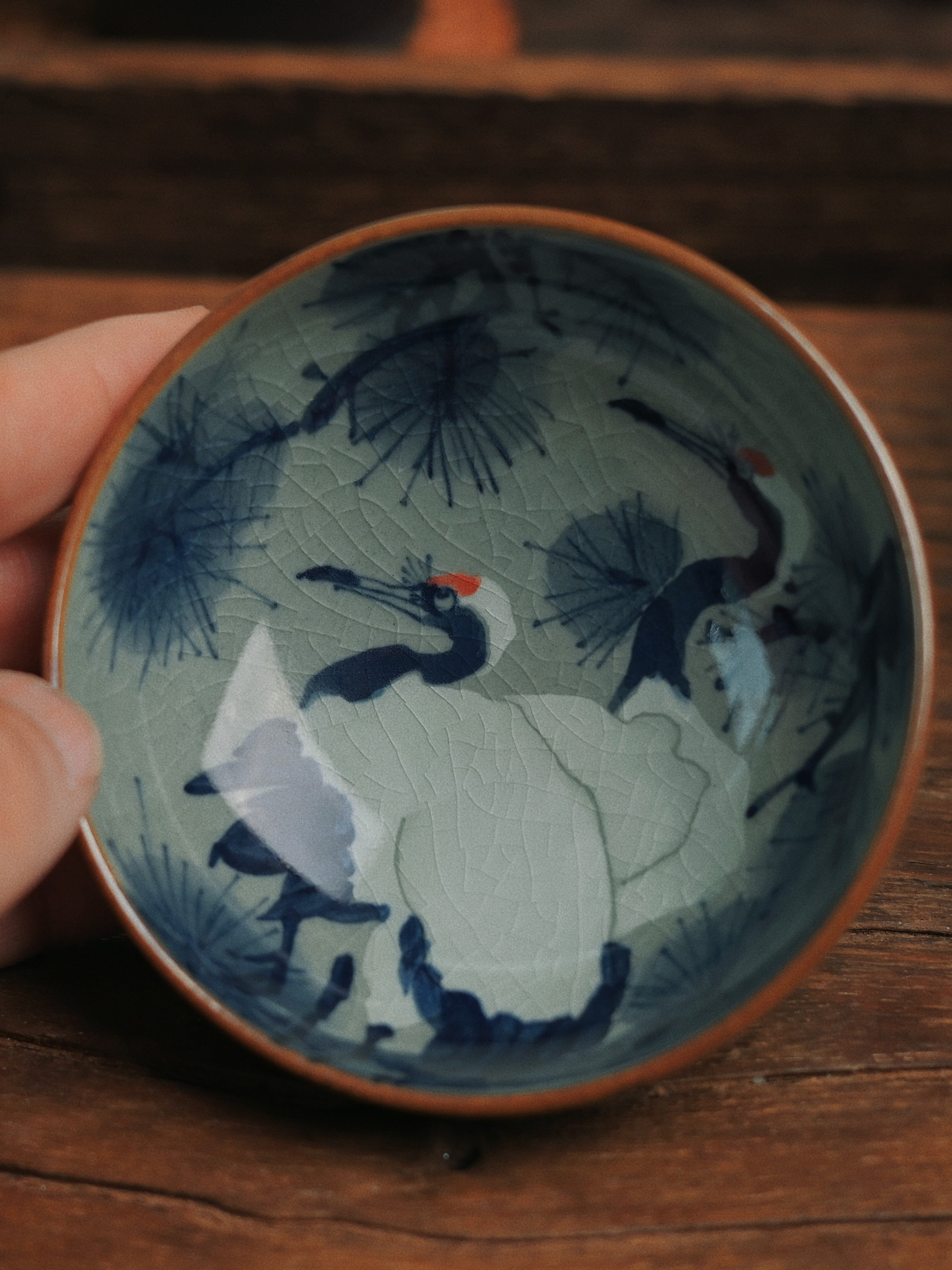 hand painted blue and white porcelain – Jingdezhen Hand-Painted Underglaze Pine and Crane Pu-erh by Kungfuyang