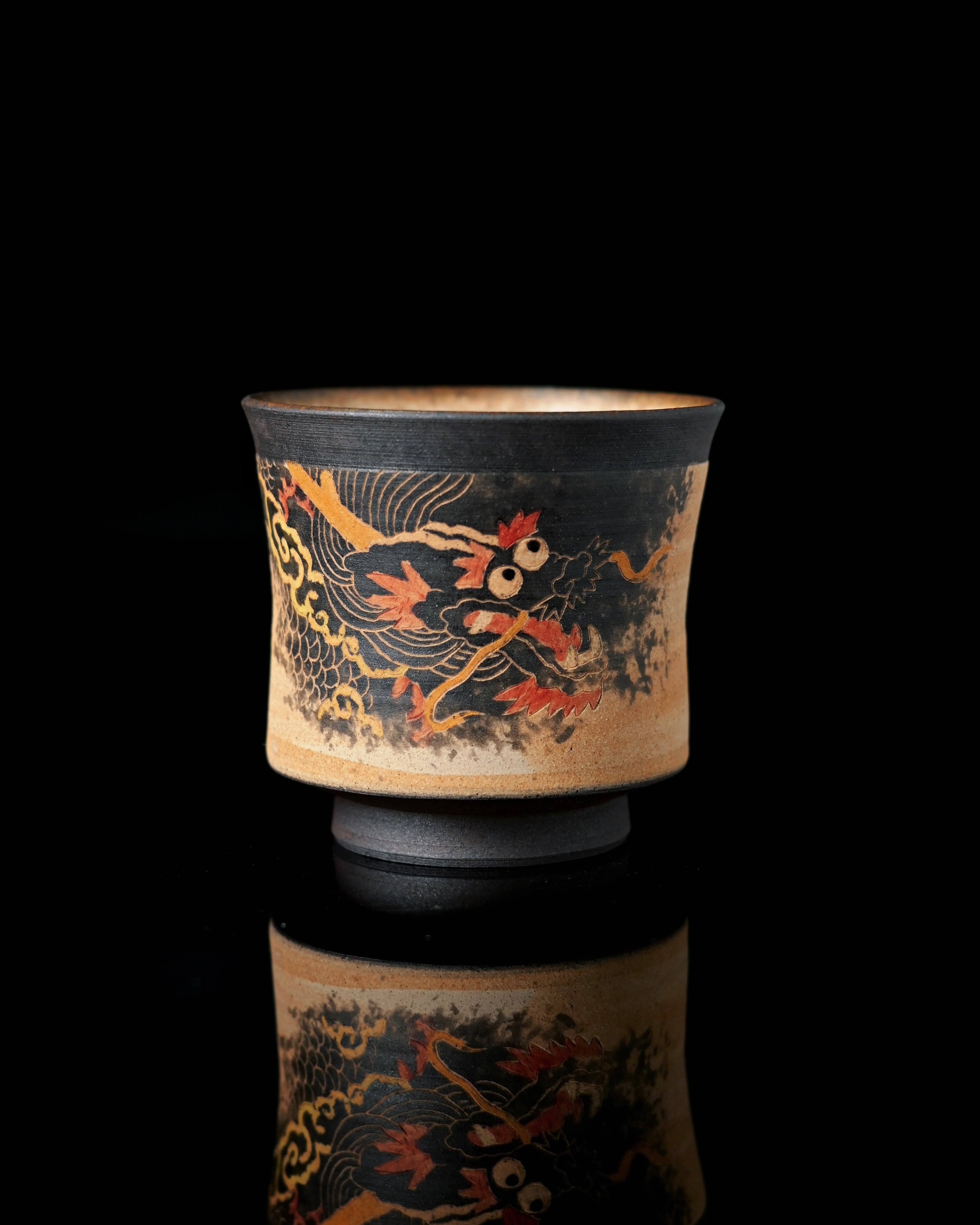 hand painted vintage dragon cup – Jingdezhen Hand-Carved and Hand Painted Dragon Teacup by Kungfuyang