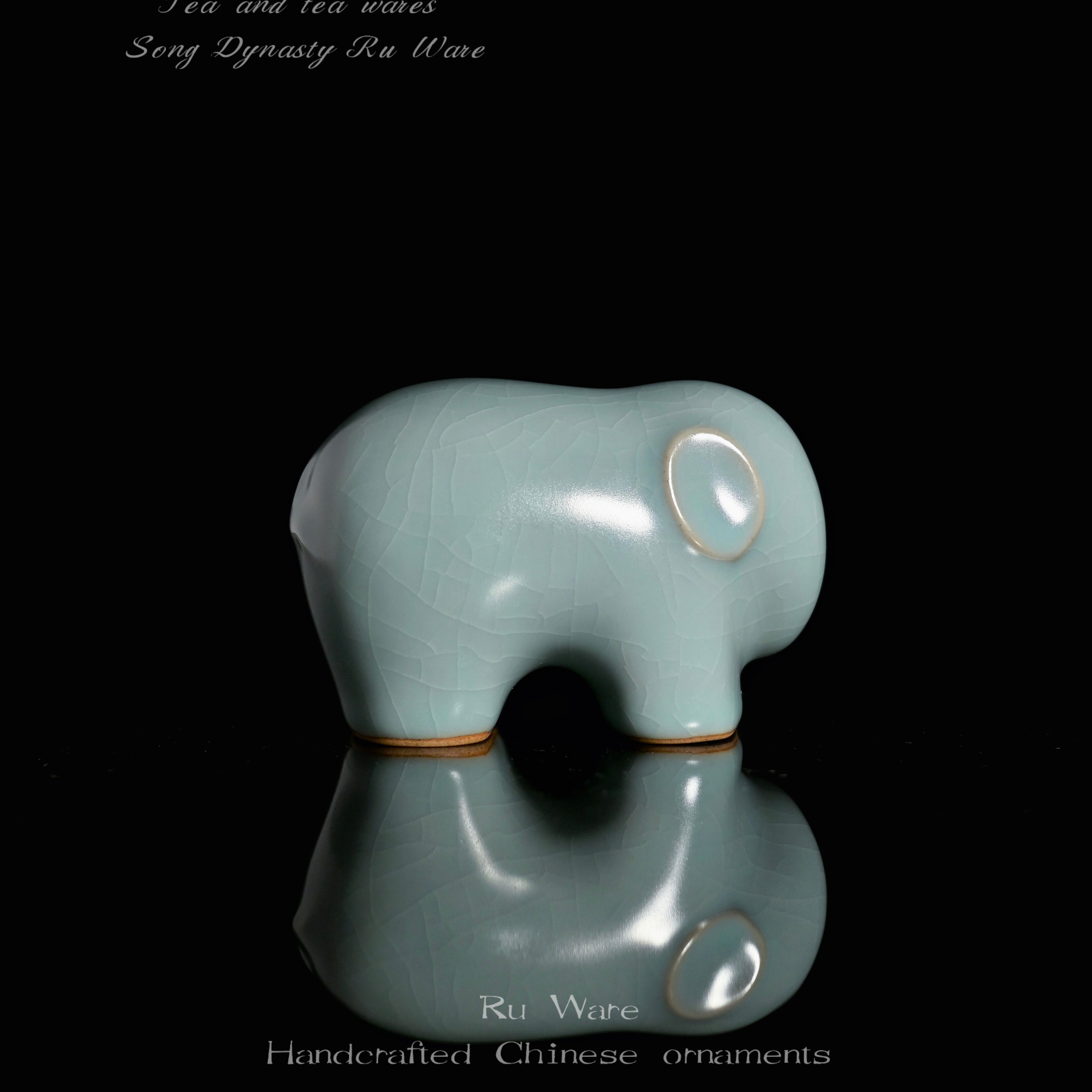 hand thrown ru ware elephant tea pet – Ru Ware Celadon Glaze Tea Pet Porcelain Elephant Ornament by Kungfuyang