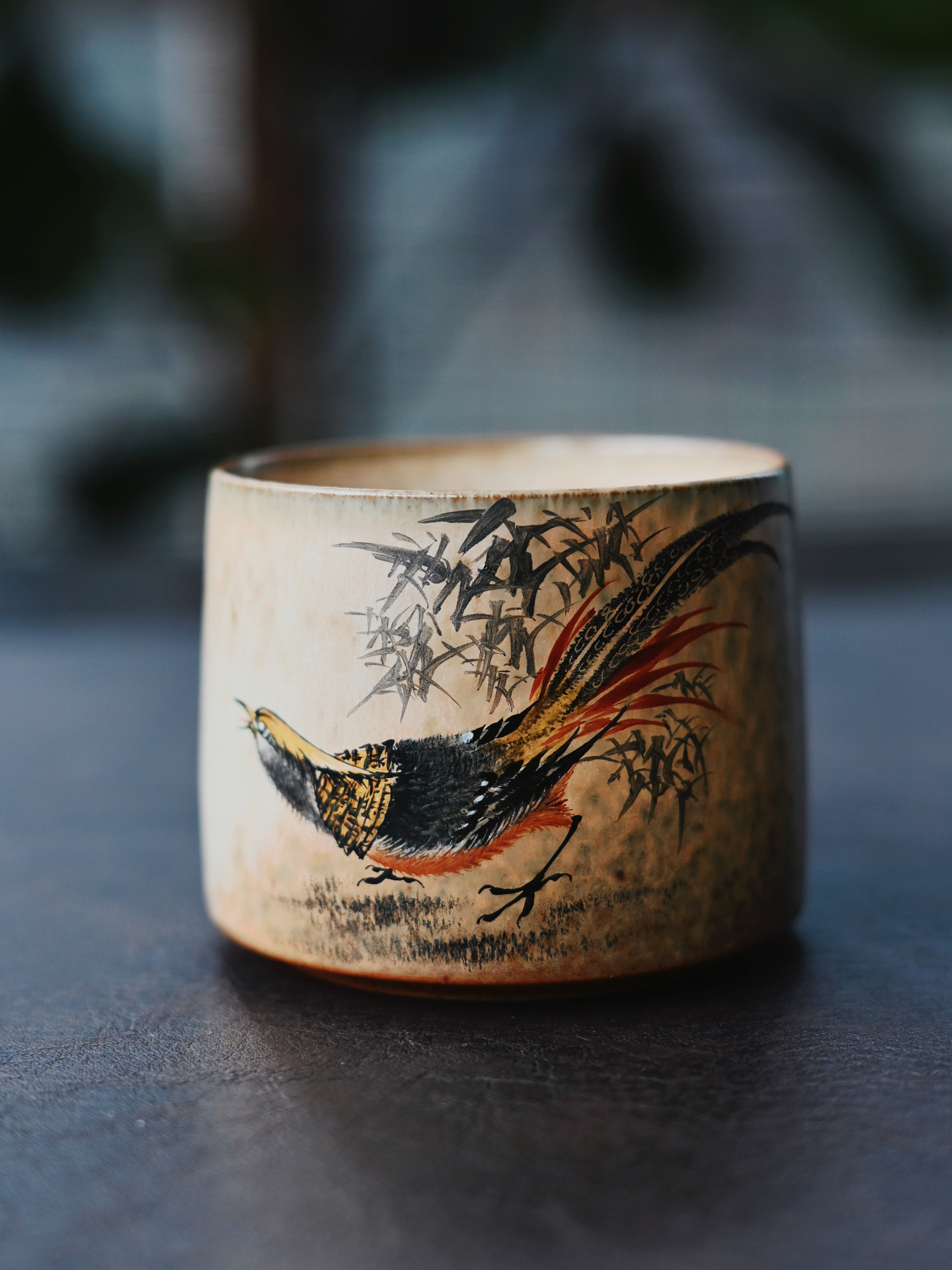 handcrafted ceramic teacup – Jingdezhen Hand-Painted Chinese Bird-and-Bee Master Cup by Kungfuyang