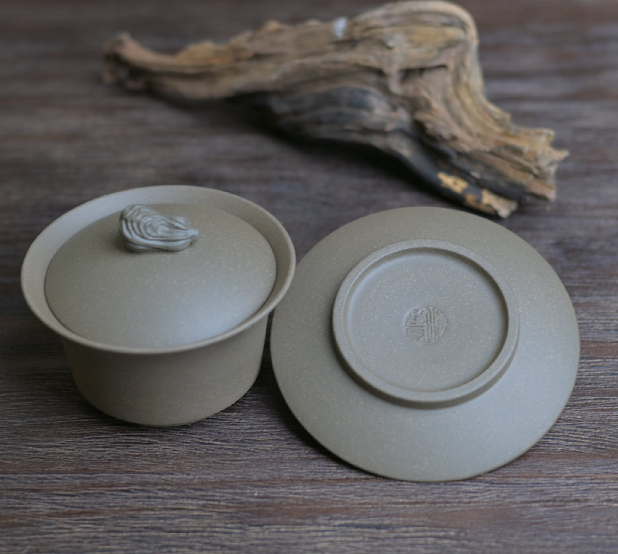 handcrafted clay teapot – Yixing Original Ore Purple Clay Handmade Three-Talent Gaiwan by Kungfuyang