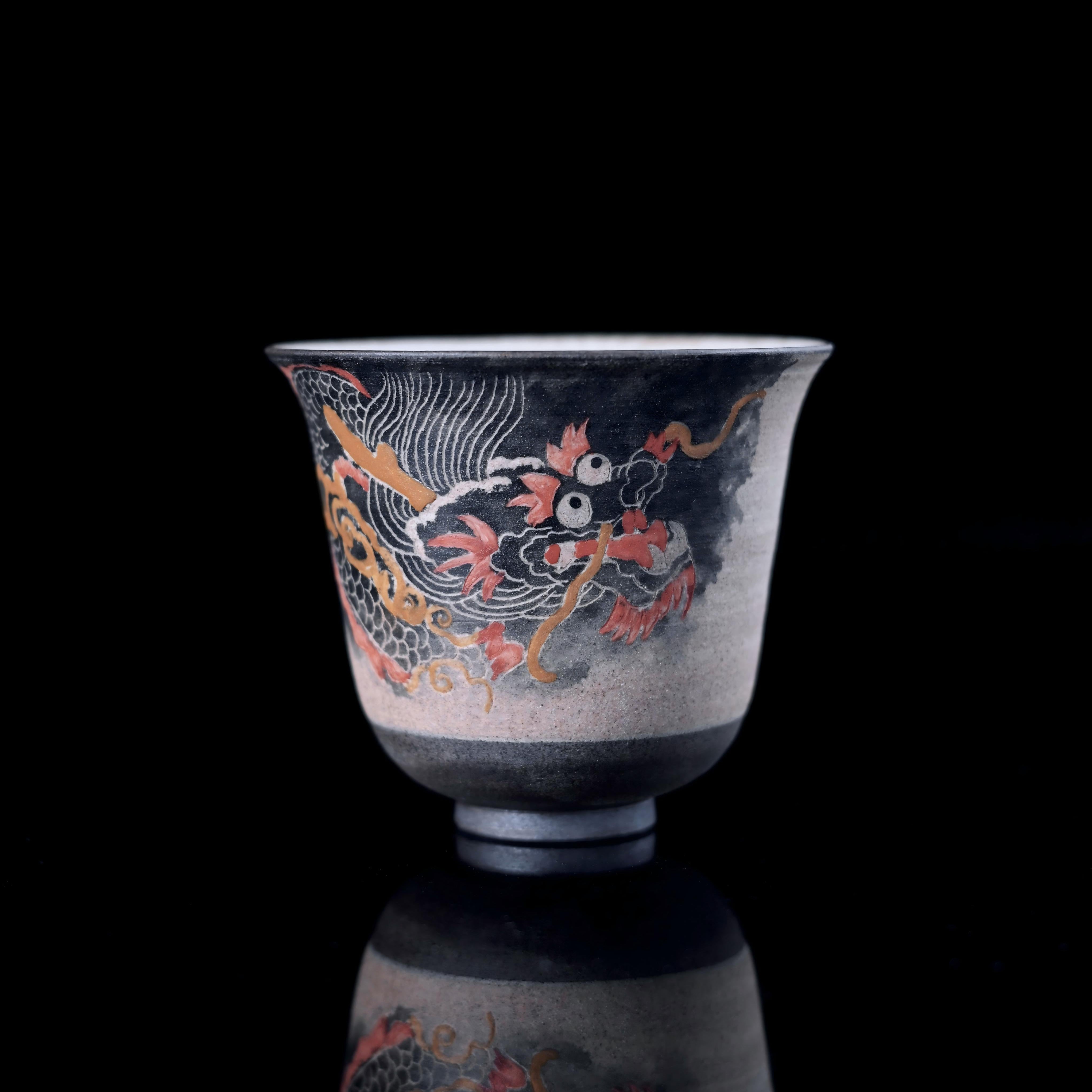 handcrafted flying dragon pattern teacup – Jingdezhen Hand-Carved and Hand Painted Dragon Teacup by Kungfuyang