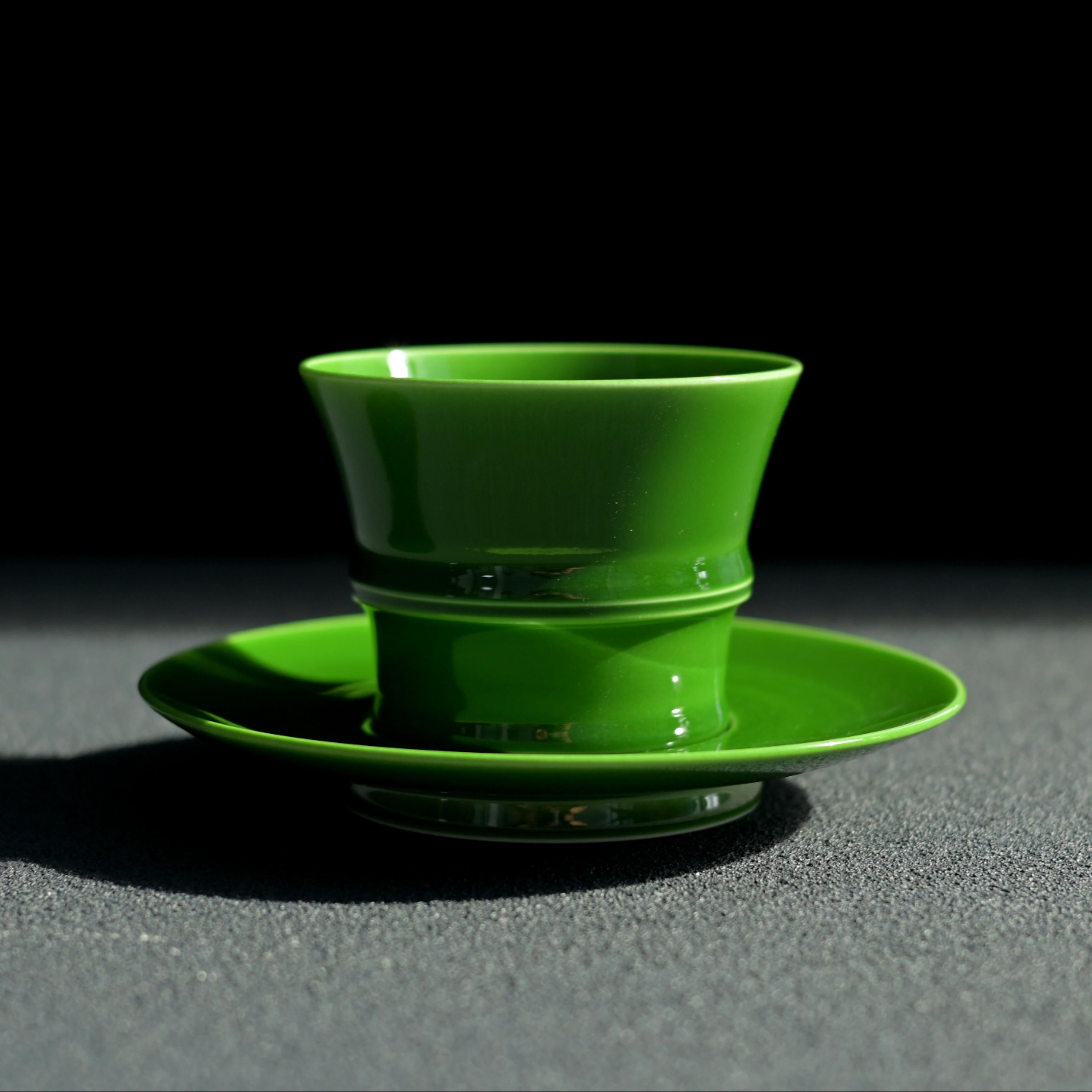 handcrafted large capacity ceramic coffee – Handcrafted Jade Green Bamboo Coffee / Teacup by Kungfuyang