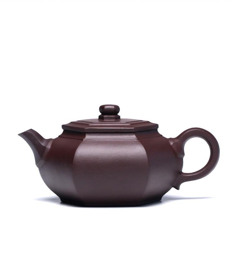 handcrafted yixing teapot for sale – Yixing Purple Clay Teapot Handmade Hexagonal Kung Fu Teapot by Kungfuyang