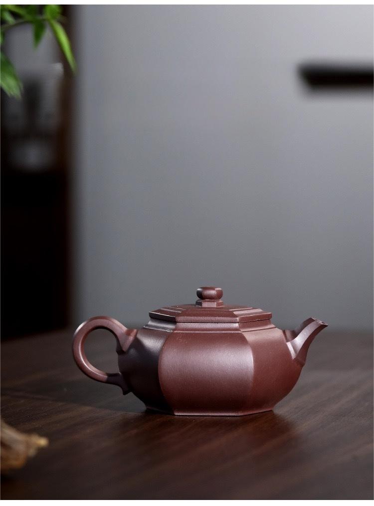 handcrafted yixing zhuni clay teapot – Yixing Purple Clay Teapot Handmade Hexagonal Kung Fu Teapot by Kungfuyang