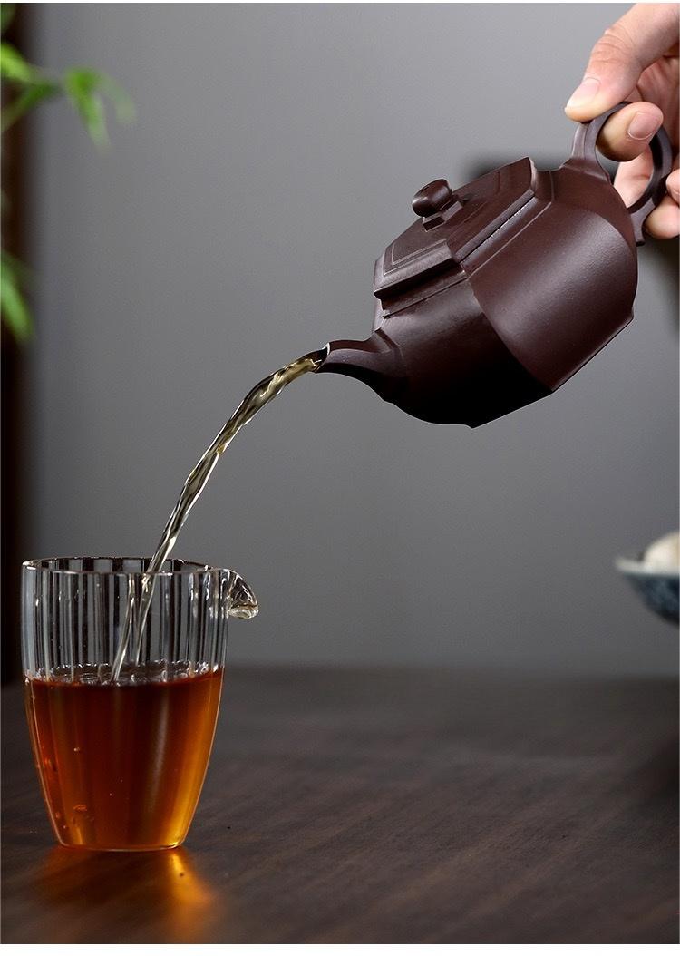 handcrafted yixing zisha teapot – Yixing Purple Clay Teapot Handmade Hexagonal Kung Fu Teapot by Kungfuyang