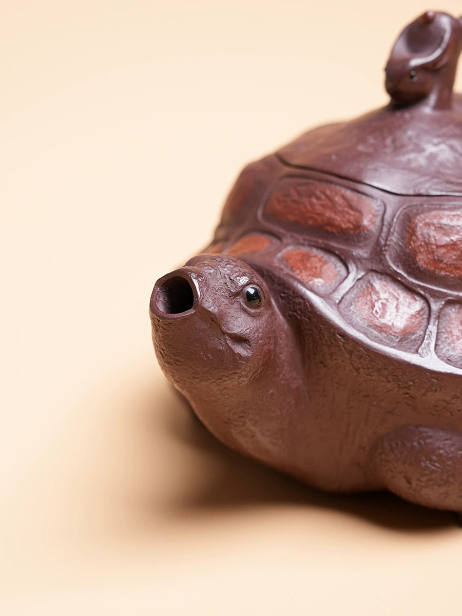 handmade longevity turtle teapot with jade – Yixing Zisha Handmade “Longevity Turtle” Teapot with Jade by Kungfuyang