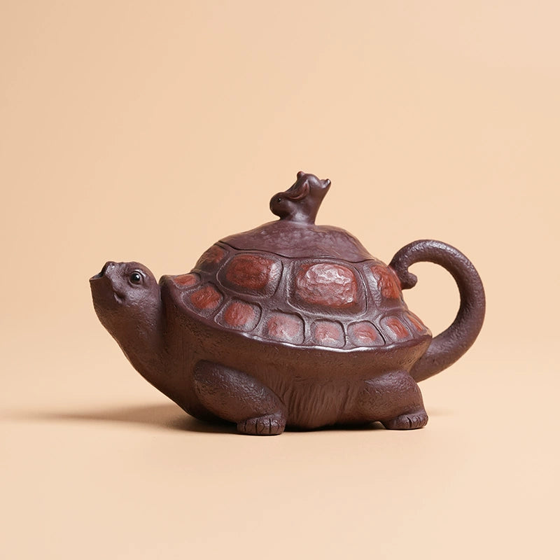 handmade longevity turtle teapot – Yixing Zisha Handmade “Longevity Turtle” Teapot with Jade by Kungfuyang