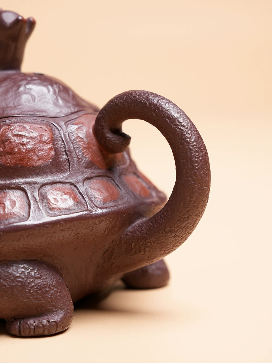 handmade longevity turtle zisha clay – Yixing Zisha Handmade “Longevity Turtle” Teapot with Jade by Kungfuyang