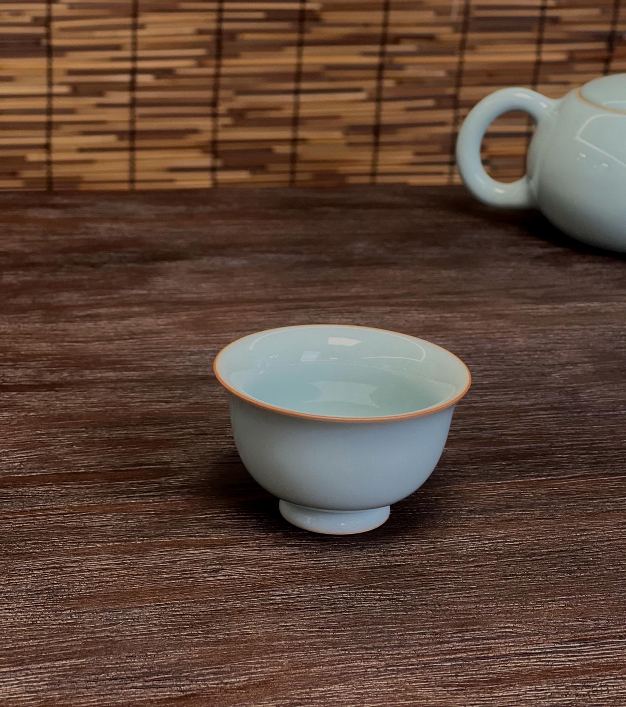 handmade ru kiln teacup – Handcrafted Ru Kiln High-end Teacup Sky-blue Size S 60ml by Kungfuyang