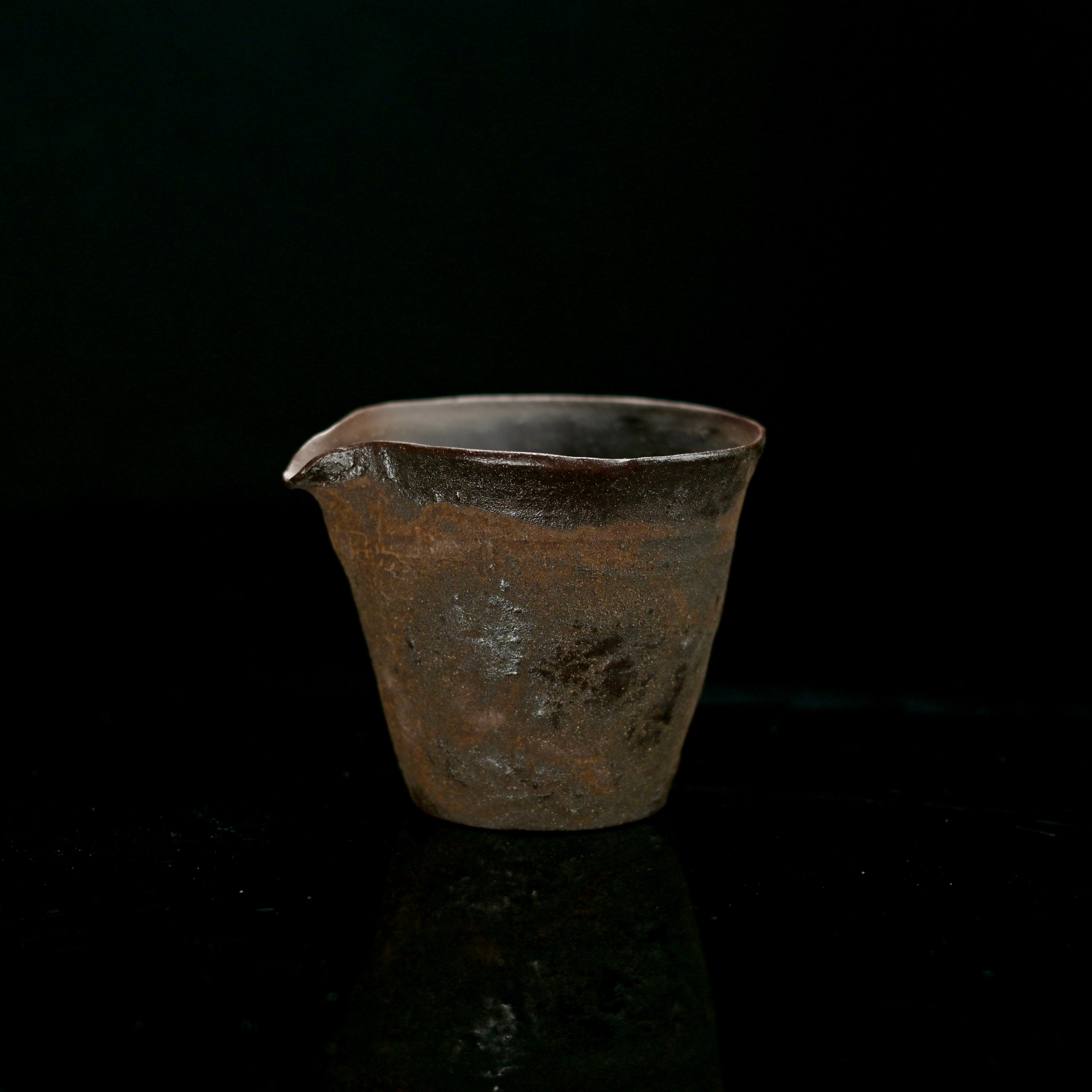 handmade traditional fairness cup – Wabi-Sabi Handcrafted Wood-Fired Coarse Clay Side-Handle by Kungfuyang