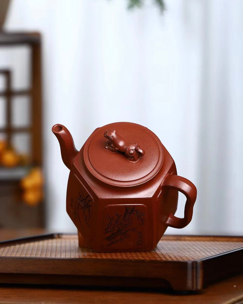 handmade yixing zisha hexagon shape teapot – Handmade Yixing Zisha Six-Sided Teapot – ‘‘Jaguar’’ Design by Kungfuyang
