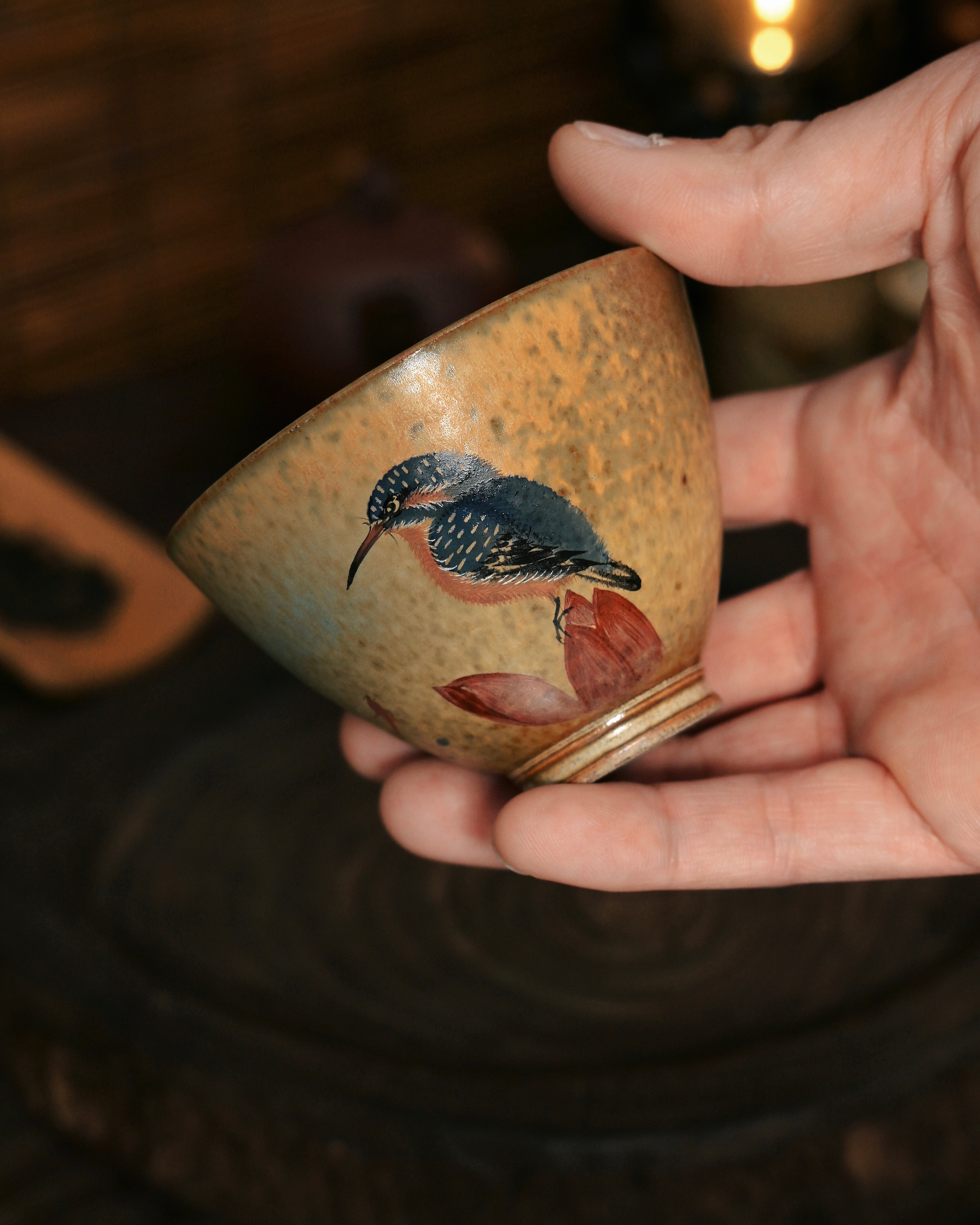 high temperature glaze firing – Jingdezhen Hand-Painted Chinese Bird-and-Flower Douli Cup by Kungfuyang