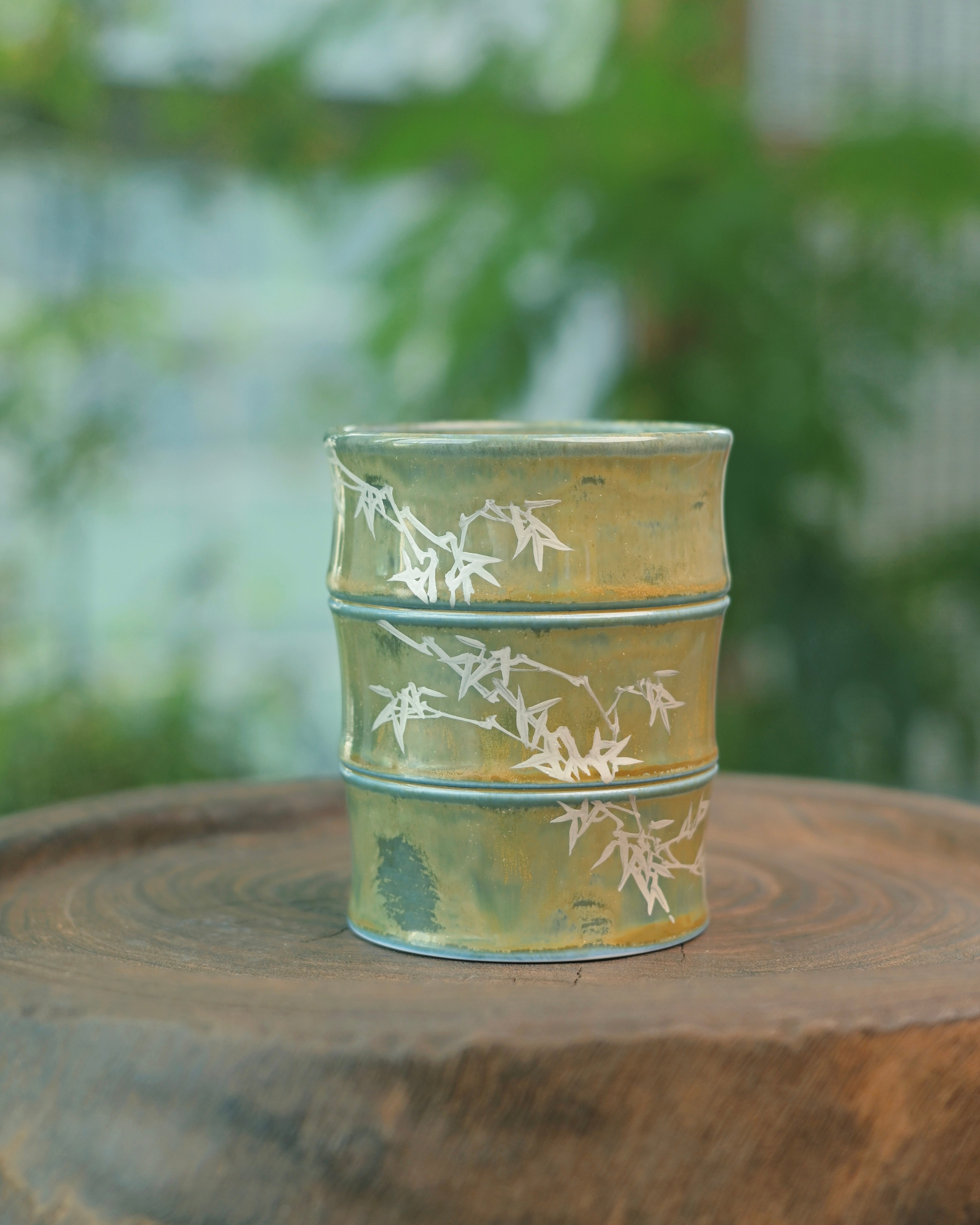 high temperature glaze unique texture – "Bamboo Rhythm" Jingdezhen Hand-Painted Ceramic Mug by Kungfuyang